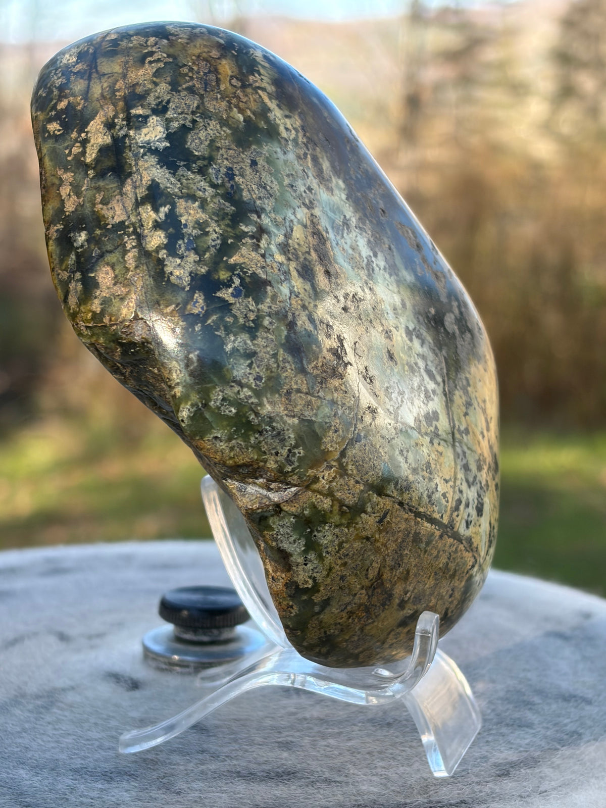 StoneBorn Creations – Natural Green Serpentine Stone | Hand-Polished River Stone