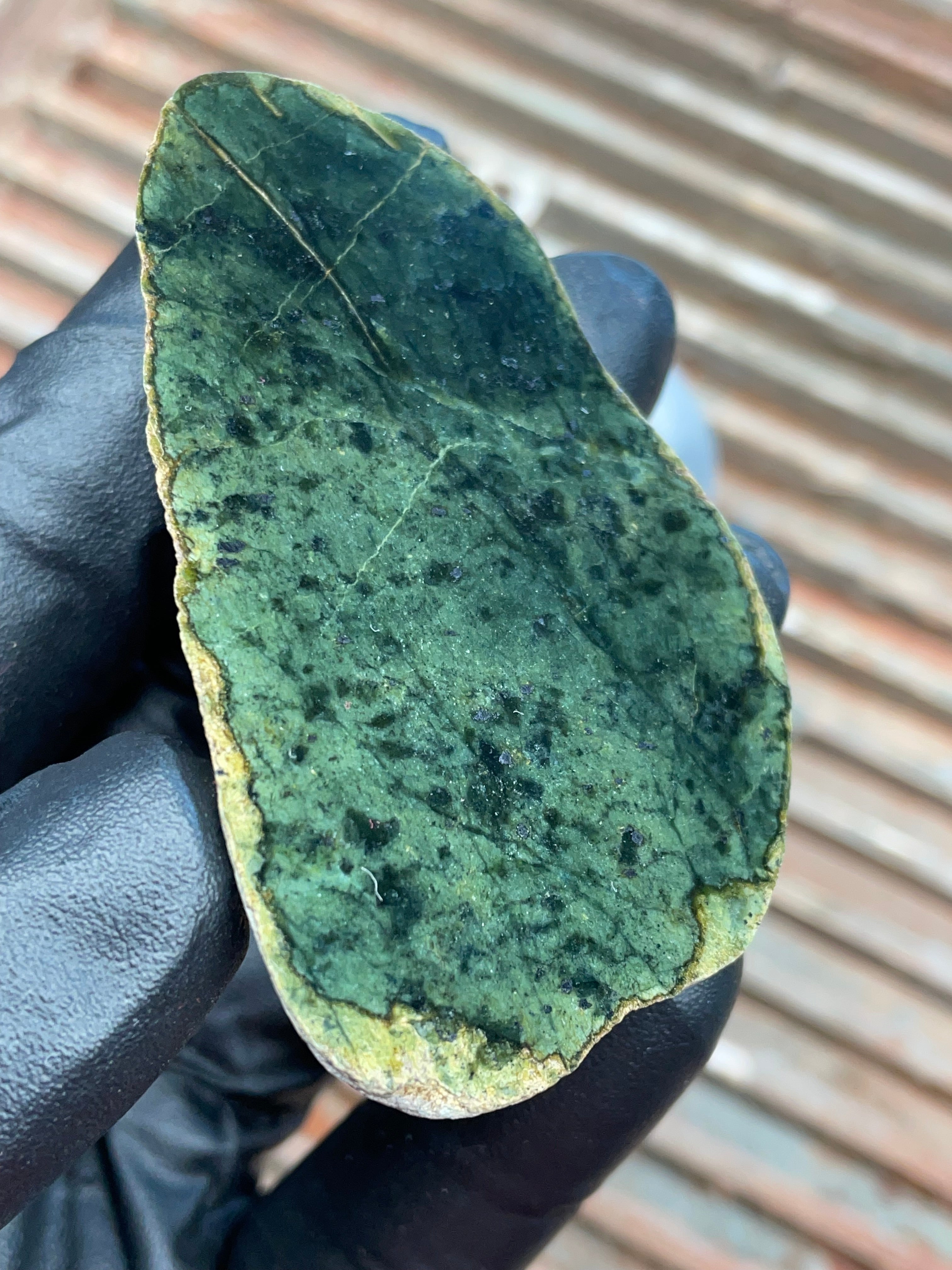 StoneBorn Creations | Polished Vermont Greenstone Slab — Deep Forest Green with Natural Ruby Tones