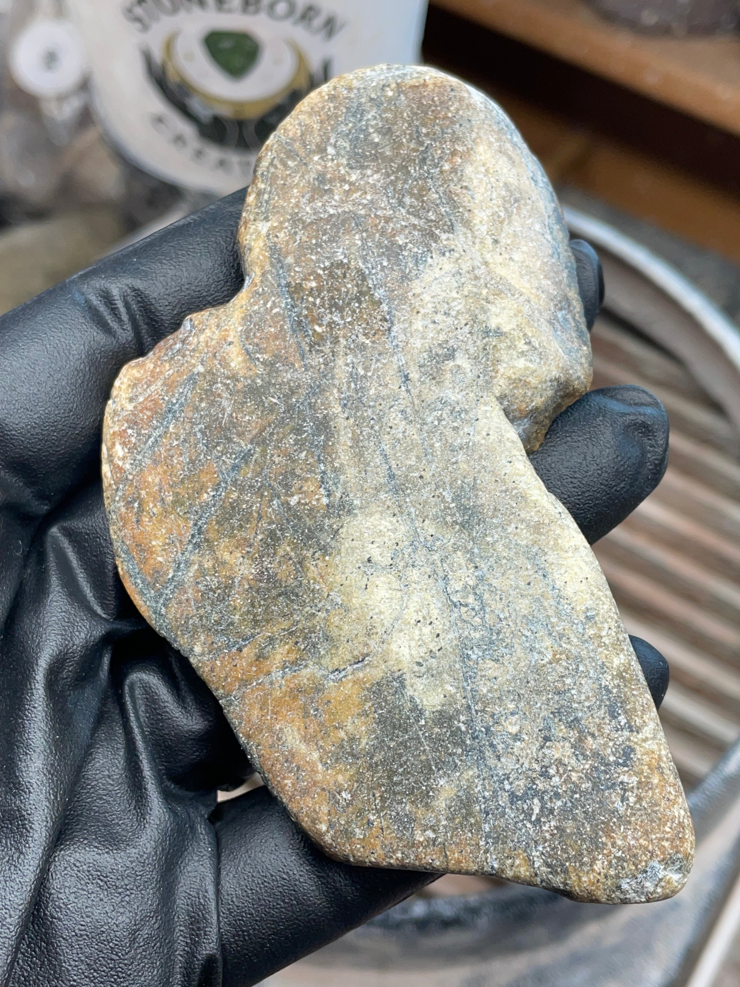 Hand-Collected Veined Serpentine Slab | Raw & Refined StoneBorn Specimen