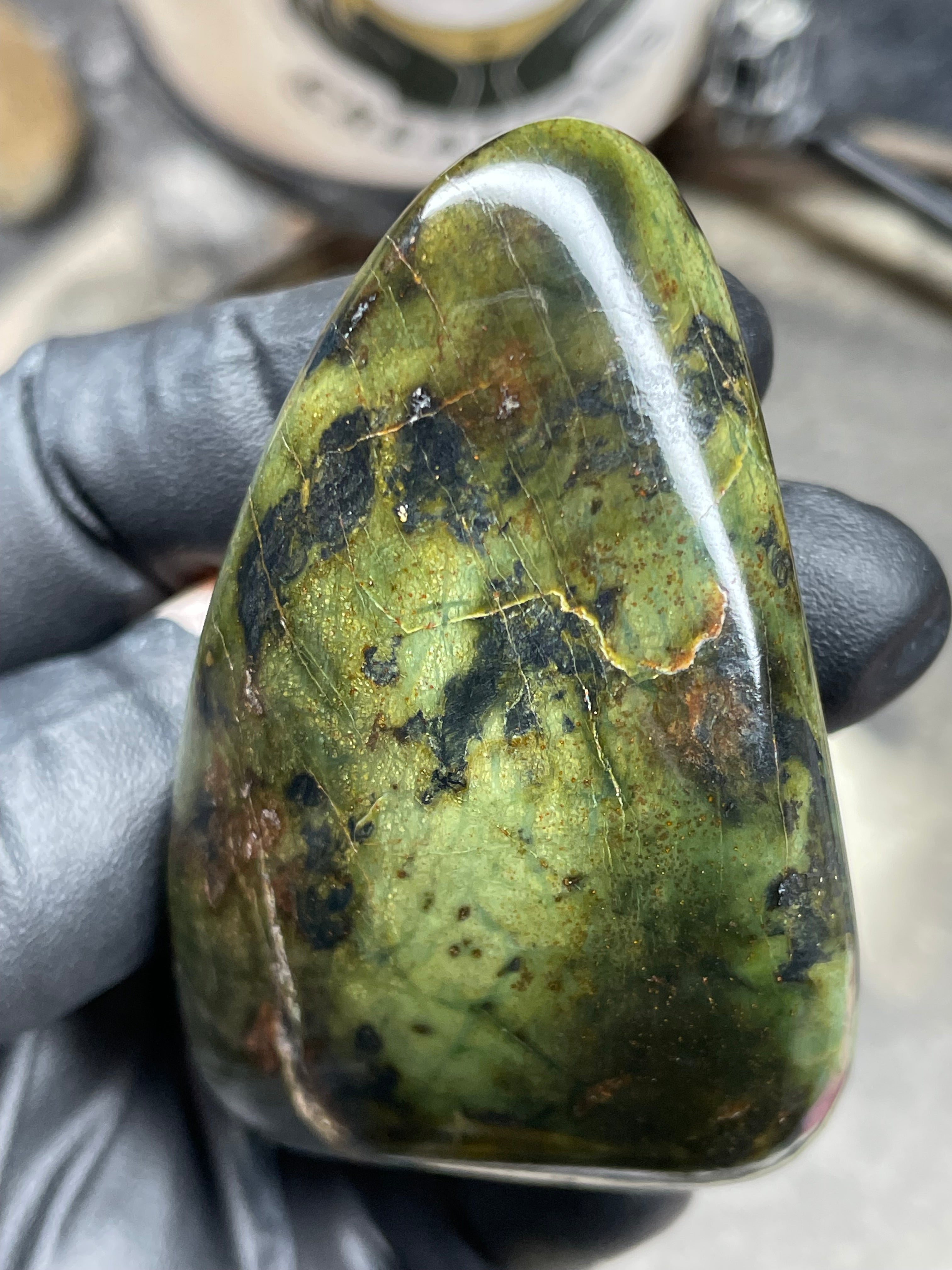 StoneBorn Creations – Hand Polished Vermont Serpentine with Natural Mineral Veins | One-of-a-Kind Display Stone