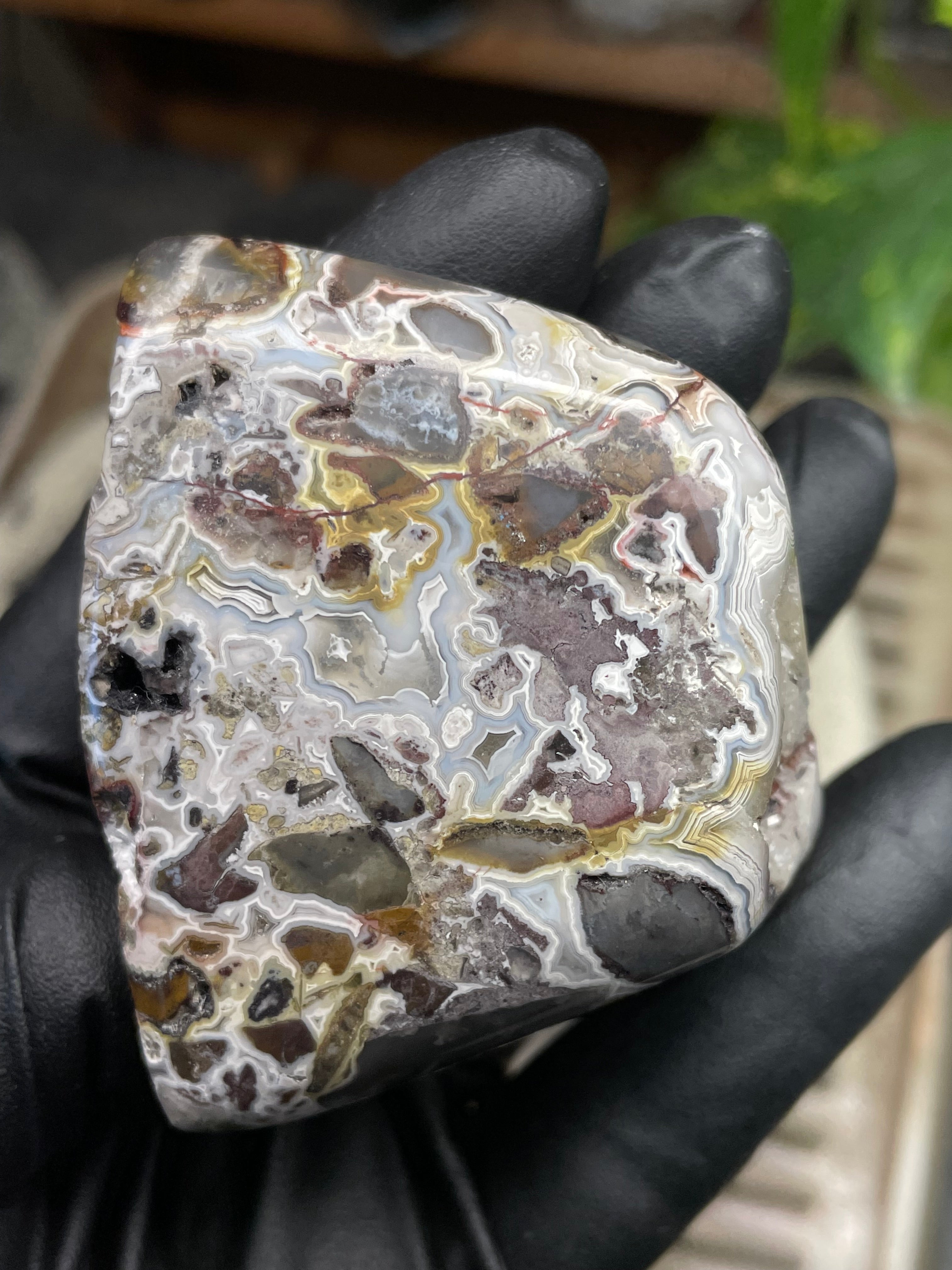 StoneBorn Creations Hand-Polished Agate Freeform with Raw Side & Crystal Pockets