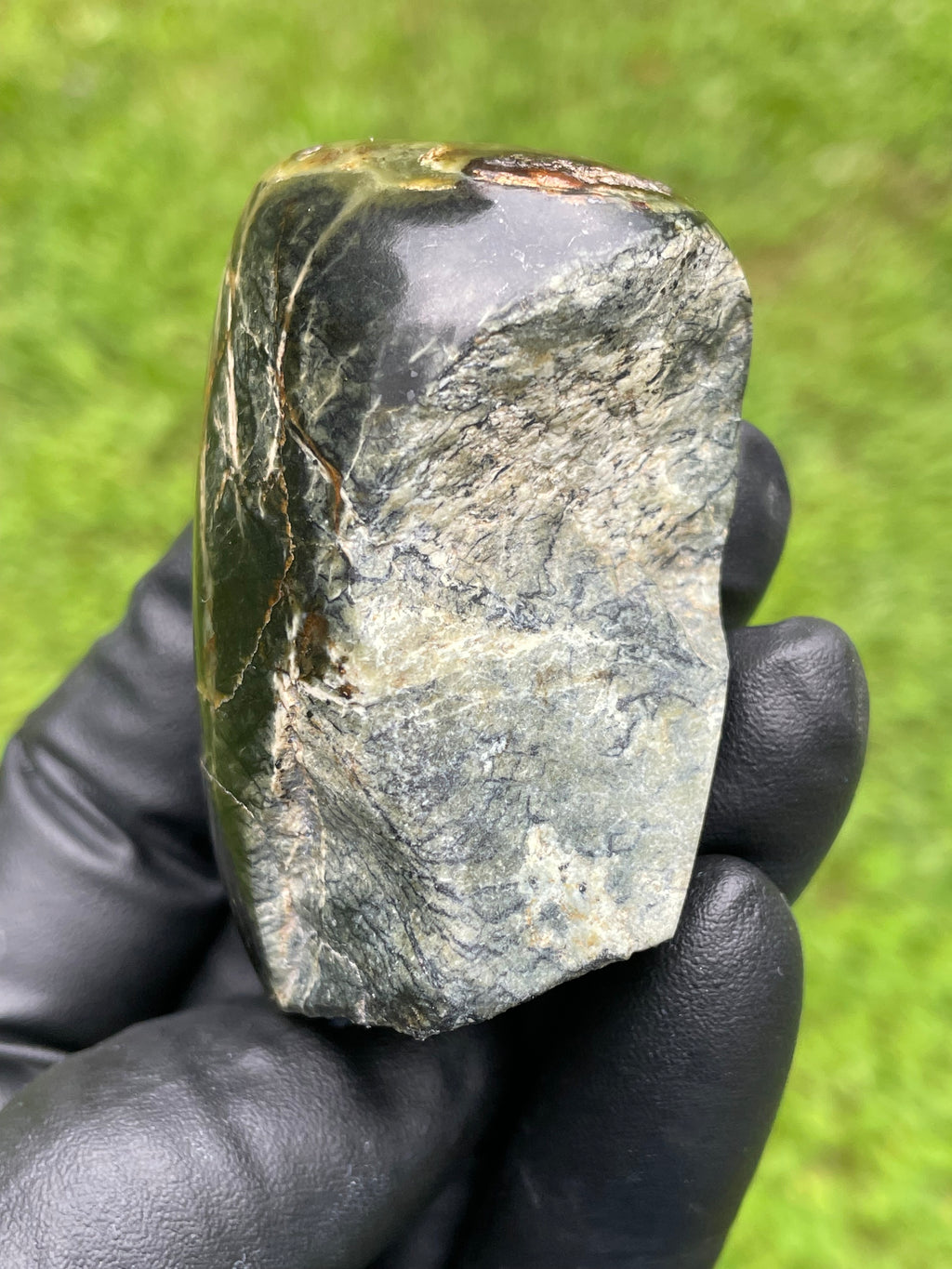 StoneBorn Creations Hand-Polished Vermont Serpentine Freeform Display Stone – One-of-a-Kind Natural Stone