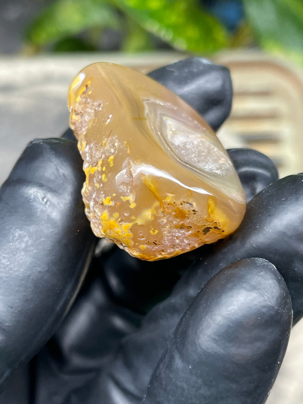 StoneBorn Creations Hand-Polished Banded Agate Pair with Druzy Crystal Centers – Rounded Freeform Stream Stone Halves