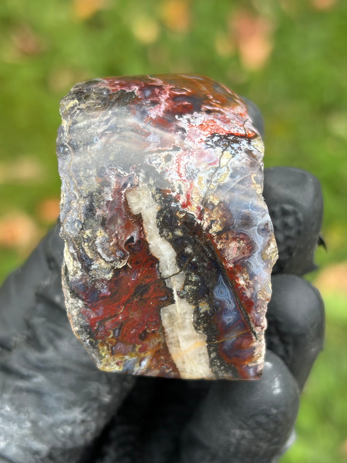 StoneBorn Creations – Red & Blue Lace Agate with Natural Quartz Vein