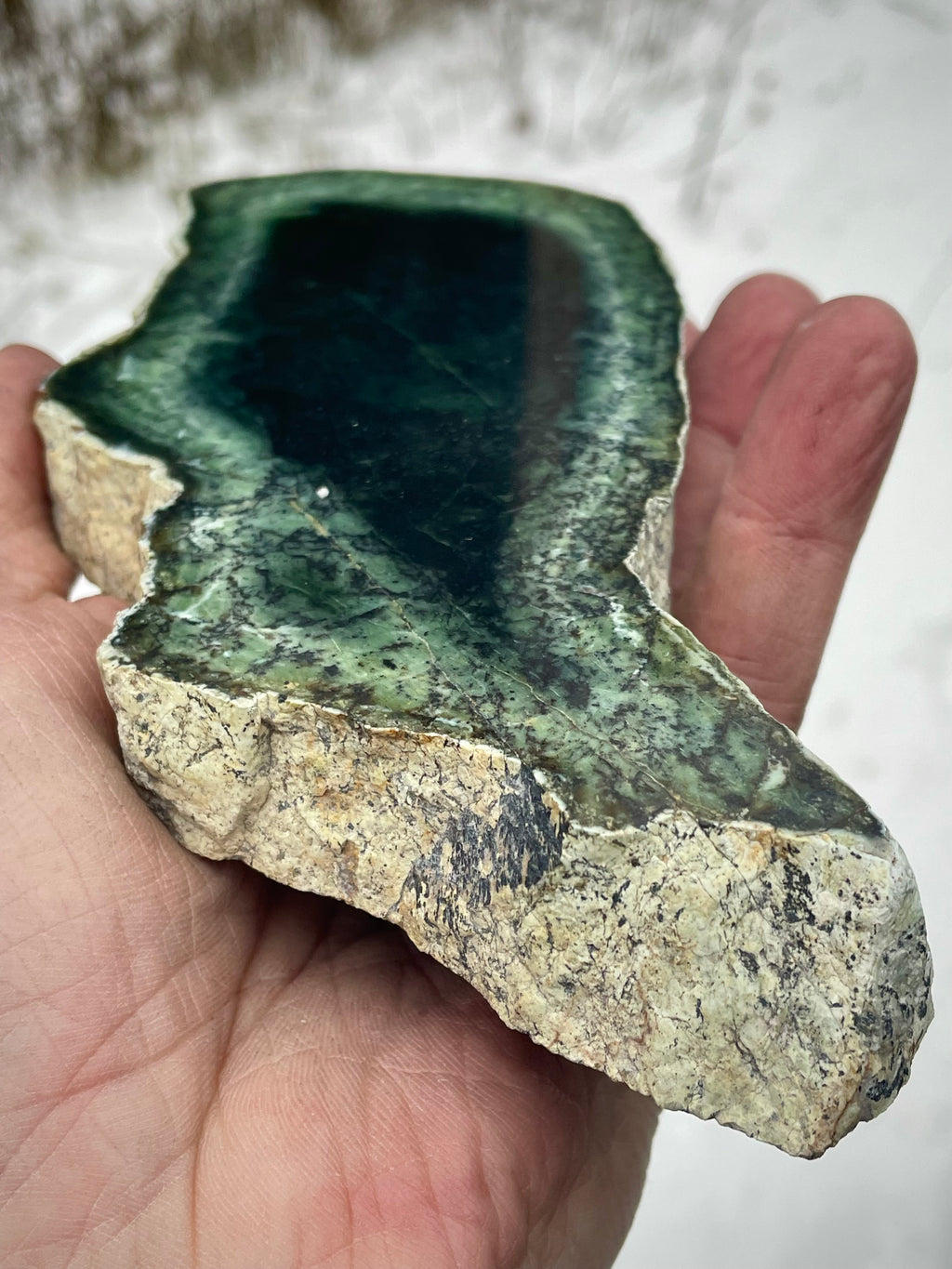 ✨ Deep Forest Green Double-Sided Polished Slab – Vermont River Stone (One-of-a-Kind)