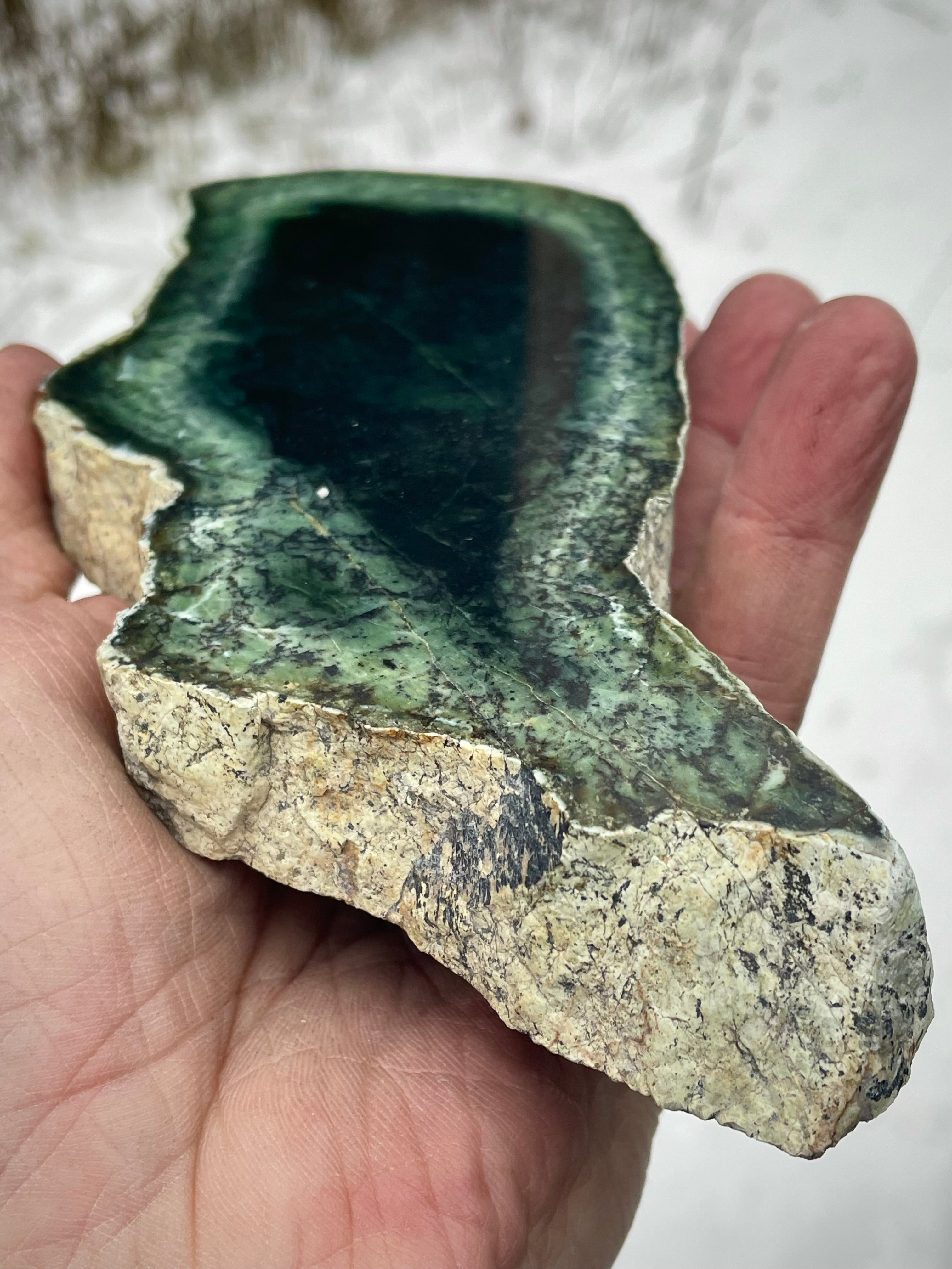 ✨ Deep Forest Green Double-Sided Polished Slab – Vermont River Stone (One-of-a-Kind)