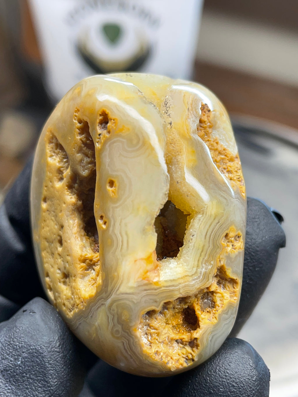 Hand-Polished Lace Agate – Natural Pocket Stone