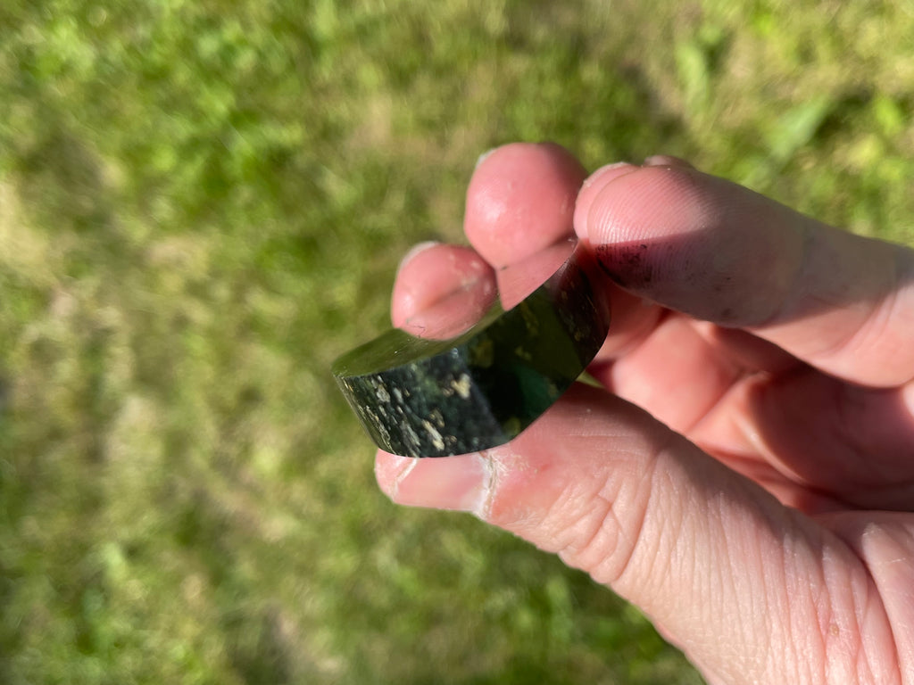 StoneBorn Creations Hand-Polished Serpentine Arrowhead Freeform with Golden Mineral Flecks and Natural Veining