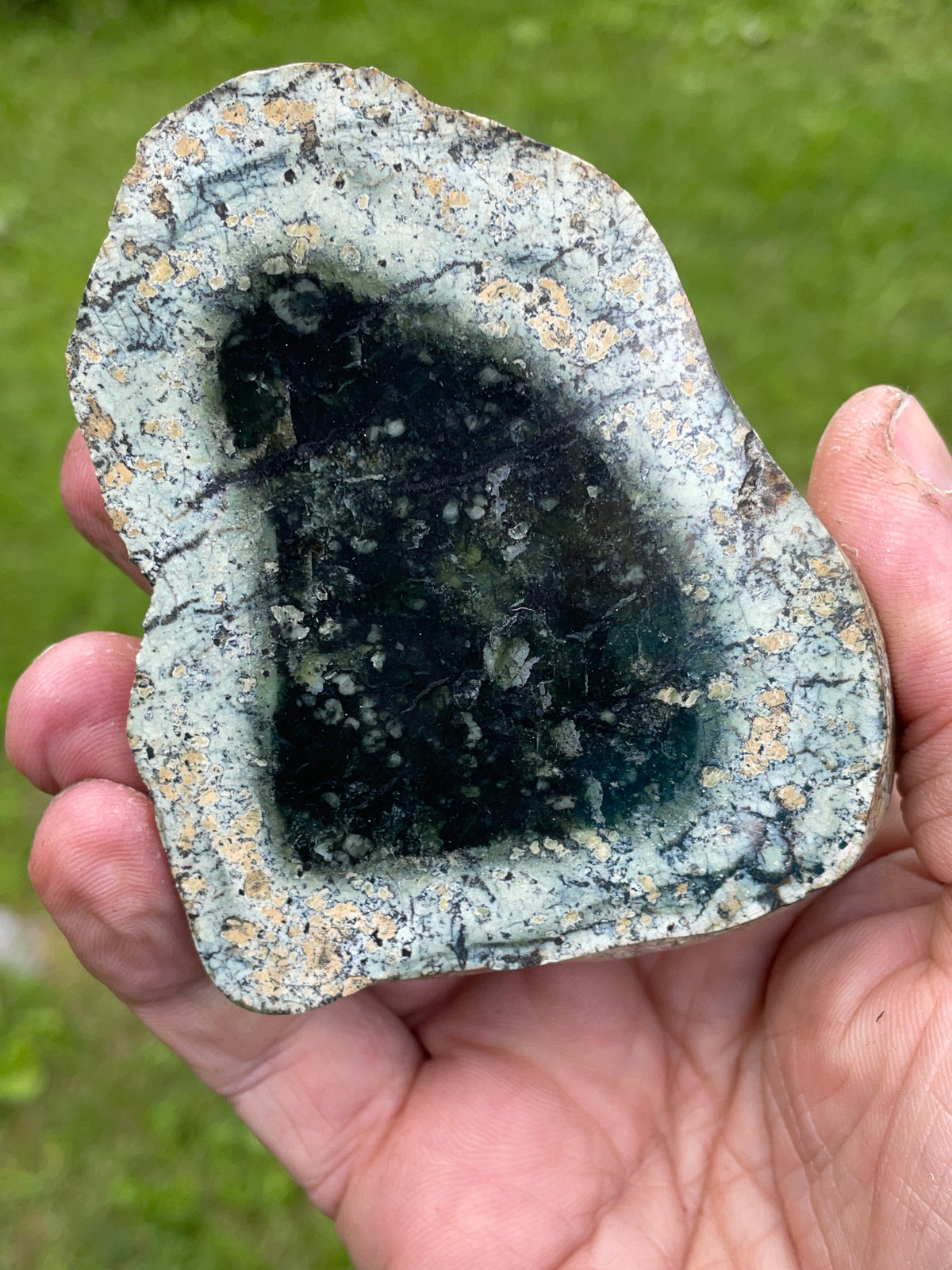 StoneBorn Creations Greenstone Matched Pair – Deep Green Core Hand Polished Faces