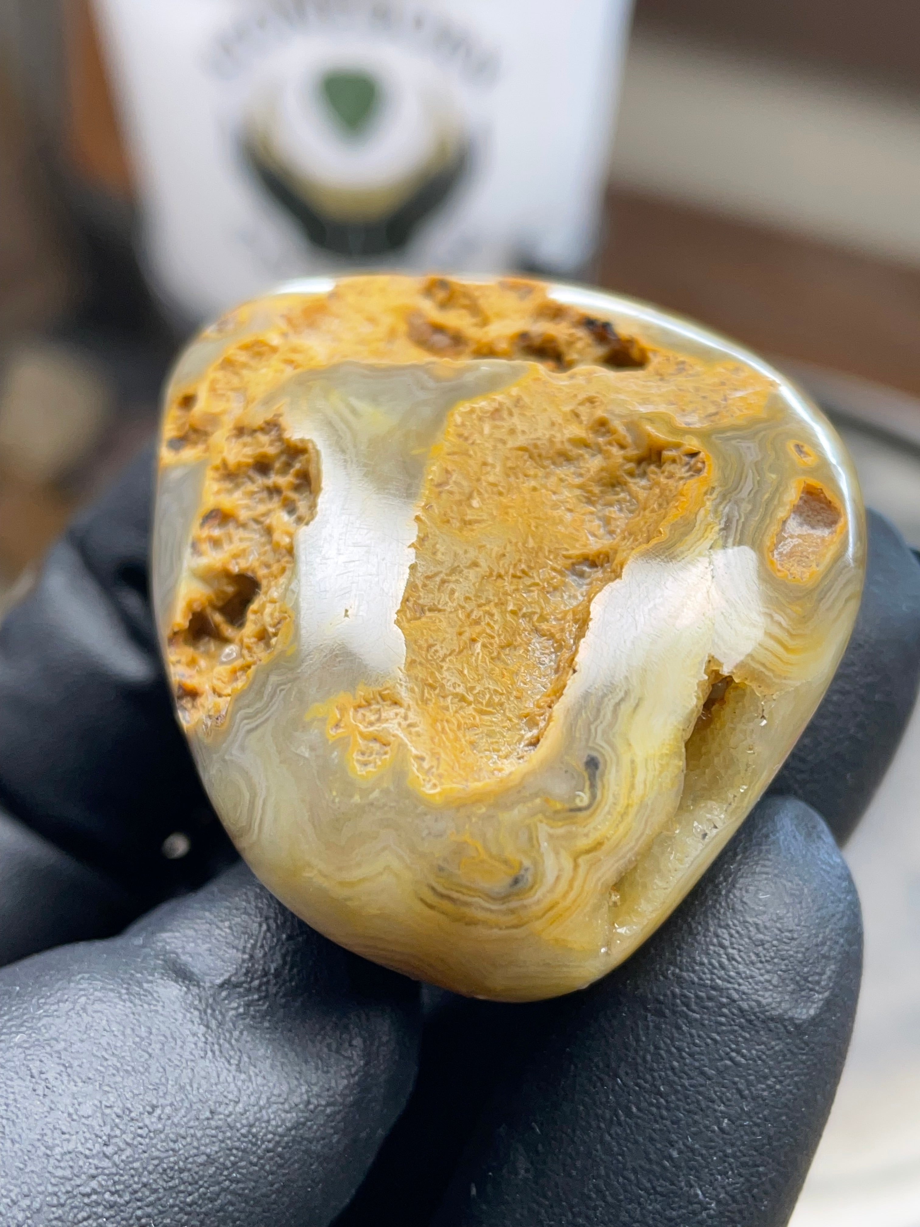 Hand-Polished Lace Agate – Natural Pocket Stone