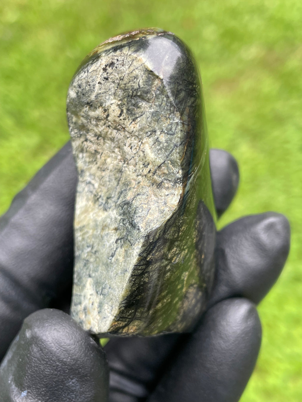 StoneBorn Creations Hand-Polished Vermont Serpentine Freeform Display Stone – One-of-a-Kind Natural Stone