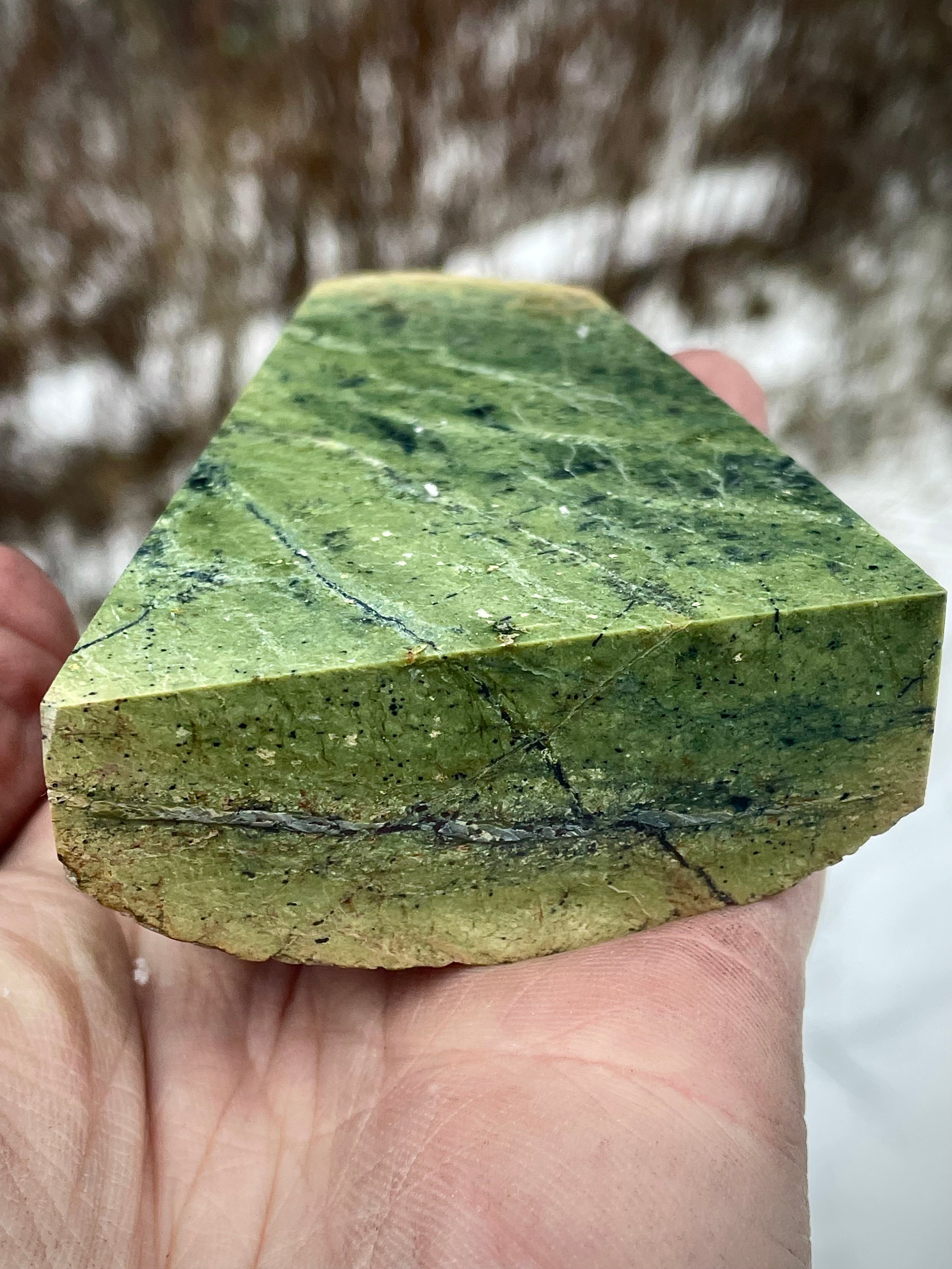 🌲 Polished Vermont Greenstone – Deep Forest Faceted Stone (Hand-Collected & Polished)
