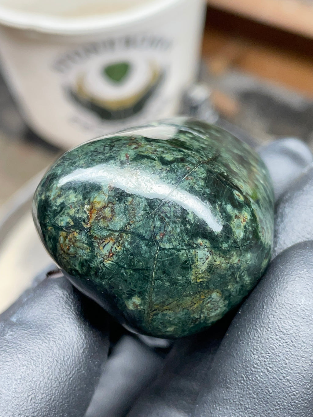 StoneBorn Creations Hand-Polished Vermont Serpentine with Deep Forest Greens, Golden Veining & Natural Mineral Inclusions