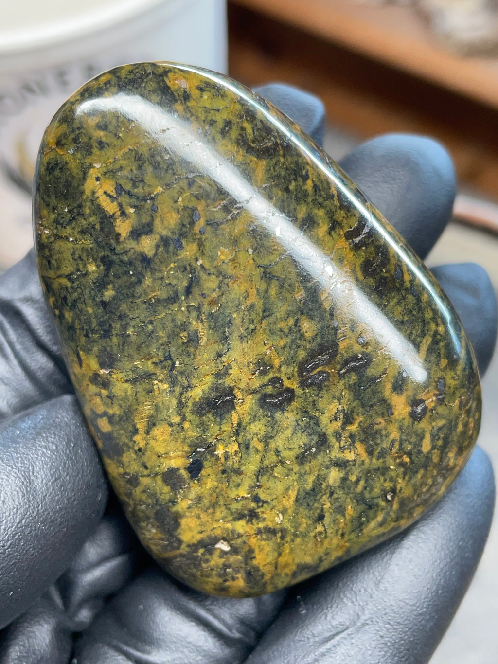 StoneBorn Creations – Hand-Polished Vermont Greenstone (Forest Gold Tones)