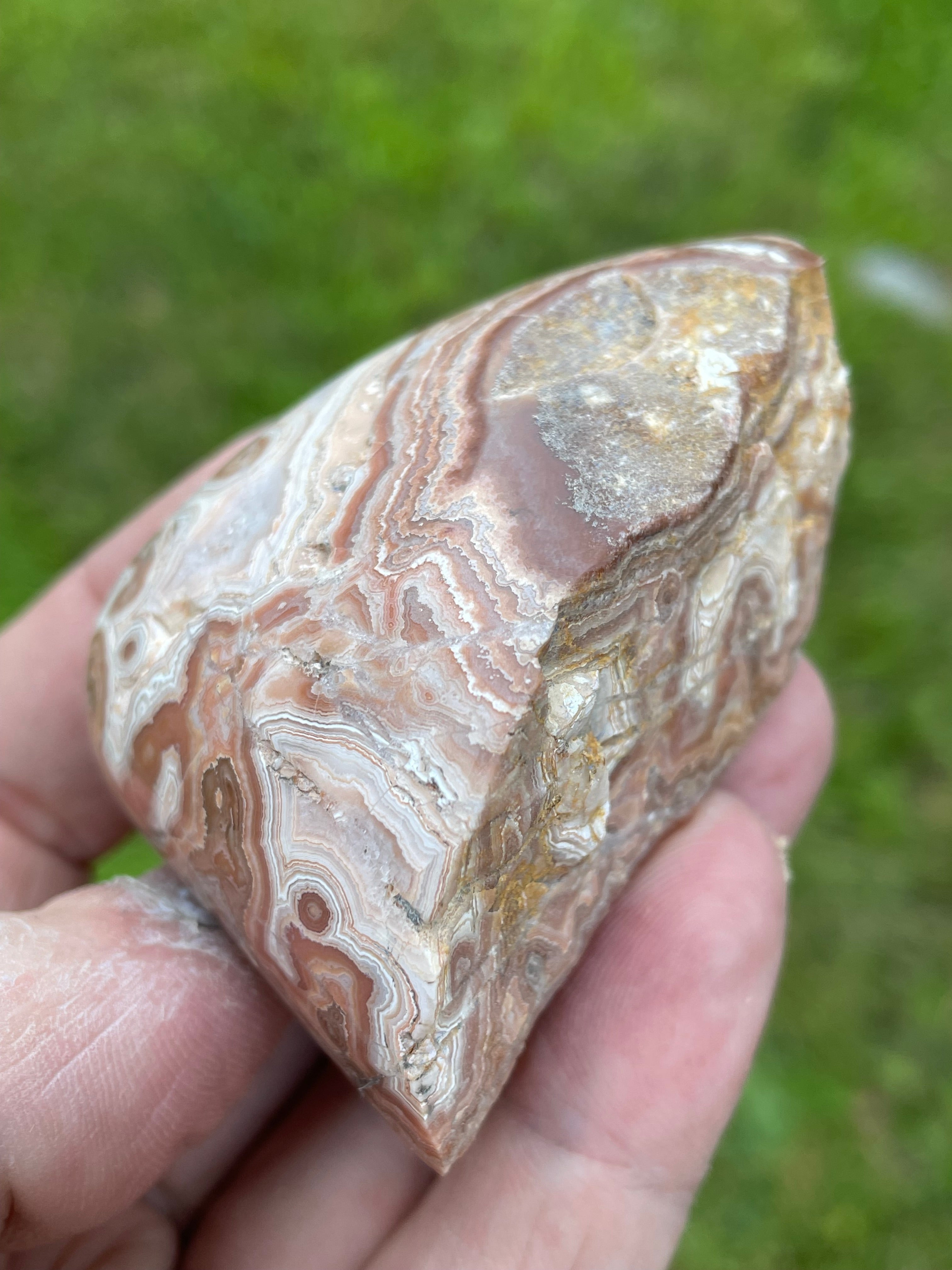 StoneBorn Creations Hand-Polished Georgia Crazy Lace Agate Freeform Display Stone – One-of-a-Kind Natural Art