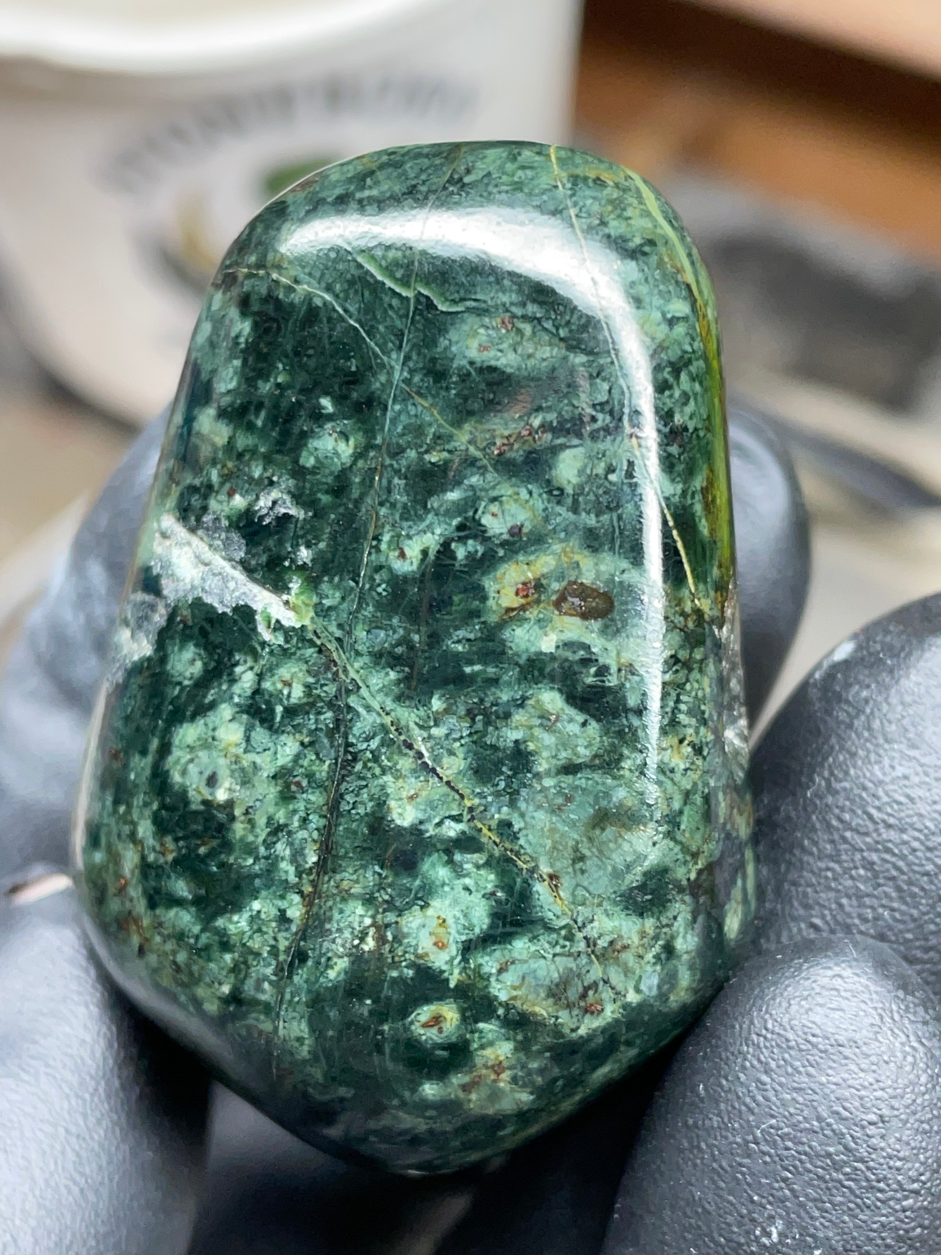 StoneBorn Creations Hand-Polished Vermont Serpentine with Deep Forest Greens, Golden Veining & Natural Mineral Inclusions