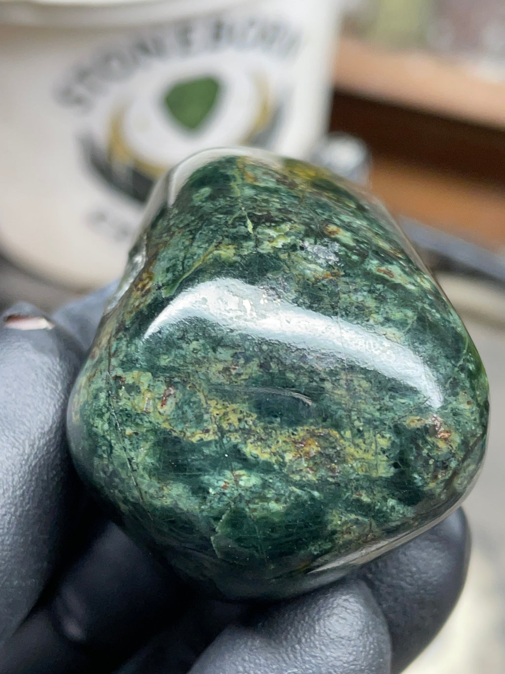 StoneBorn Creations Hand-Polished Vermont Serpentine with Deep Forest Greens, Golden Veining & Natural Mineral Inclusions