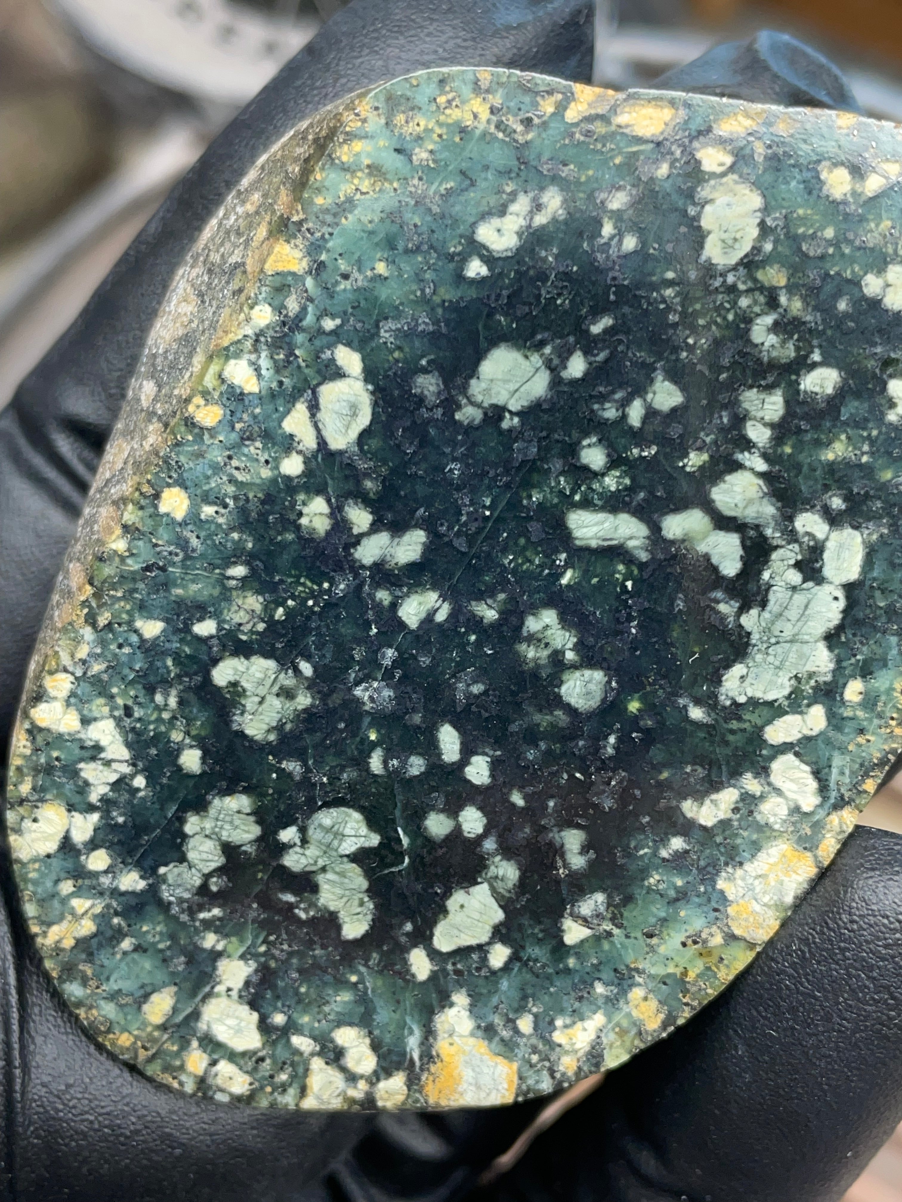 Hand-Collected Serpentine with Mineral Inclusions | Raw & Refined StoneBorn Slab