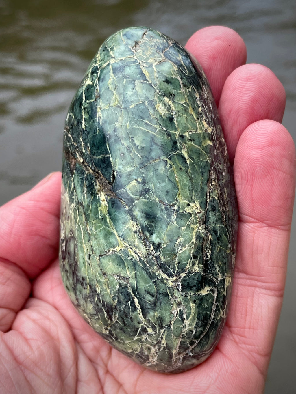 🌲 Polished Vermont Greenstone – Mountain Ridge Mosaic (Hand-Collected & Finished)