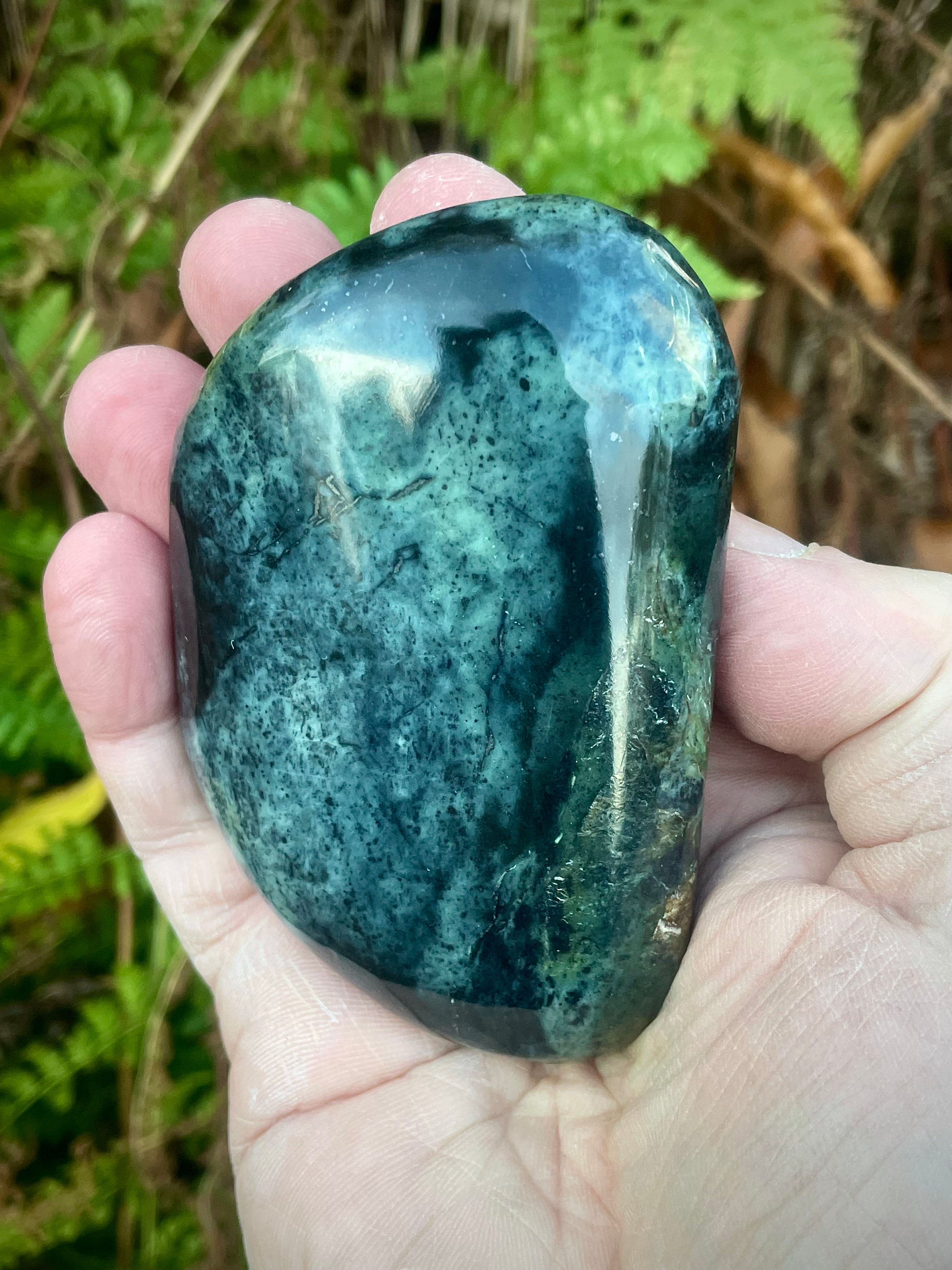 🌲 Polished Vermont Greenstone – Deep Forest/Ocean Blend (Hand-Collected & Polished)