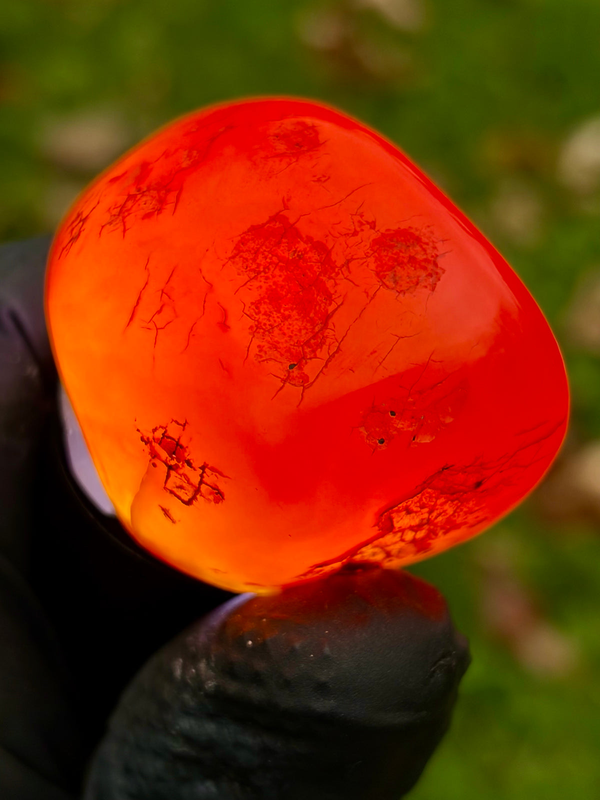 StoneBorn Creations – Fiery Orange Carnelian Agate | Hand-Polished Translucent Stone with Natural Red Matrix