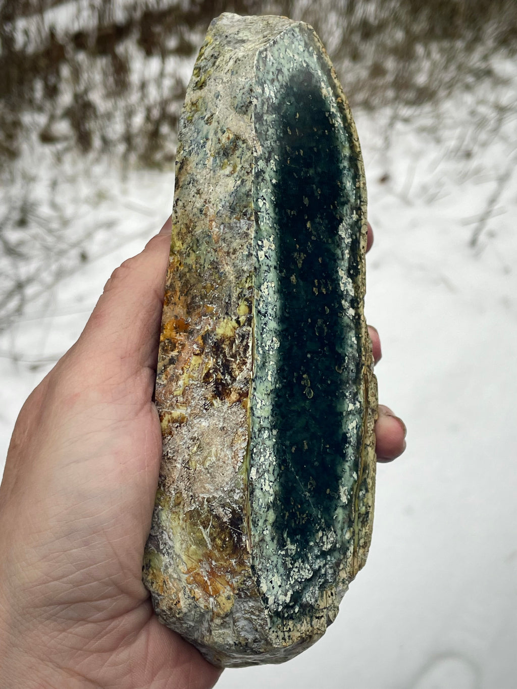 🌲 Polished Vermont Greenstone Slab – Double-Sided Display Piece (Hand-Collected)