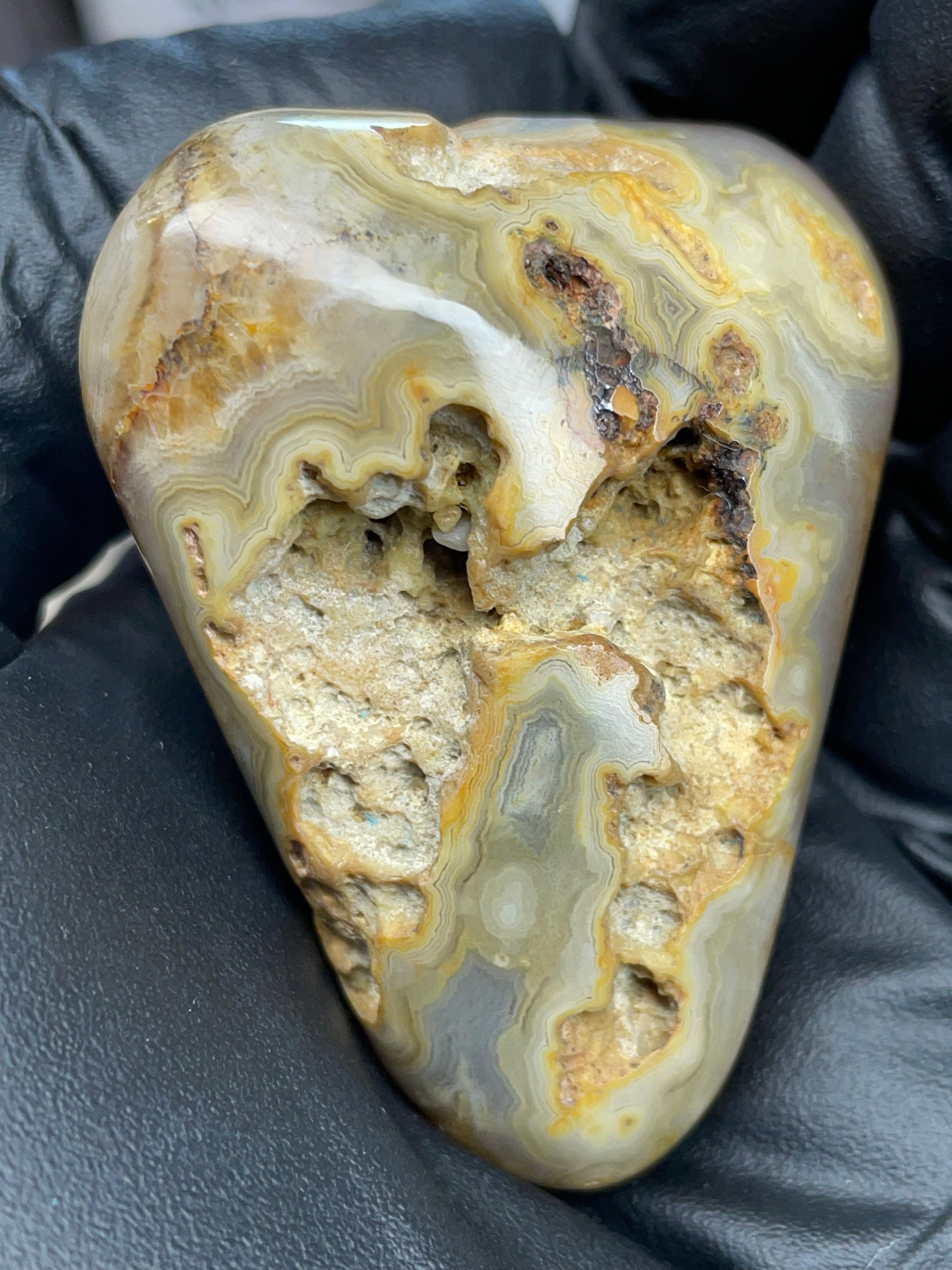 Hand-Polished Banded Agate with Natural Cavities