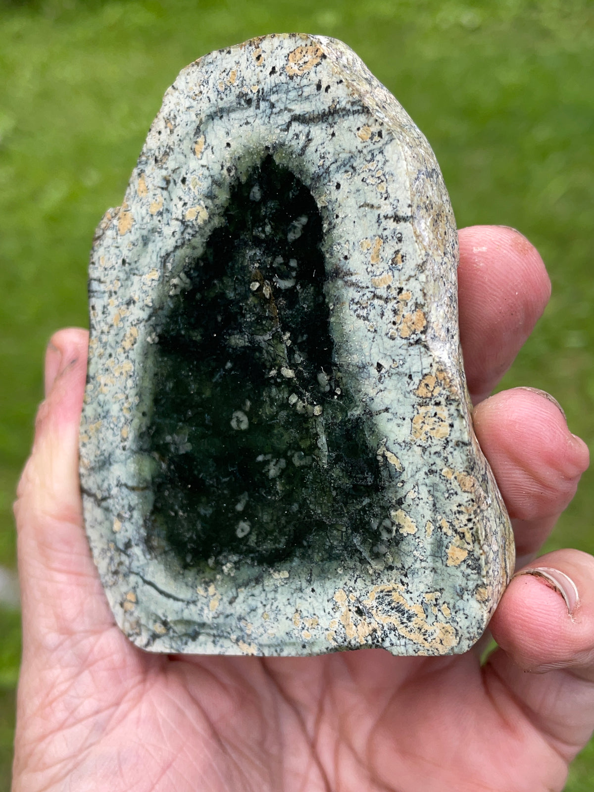 StoneBorn Creations Greenstone Matched Pair – Deep Green Core Hand Polished Faces