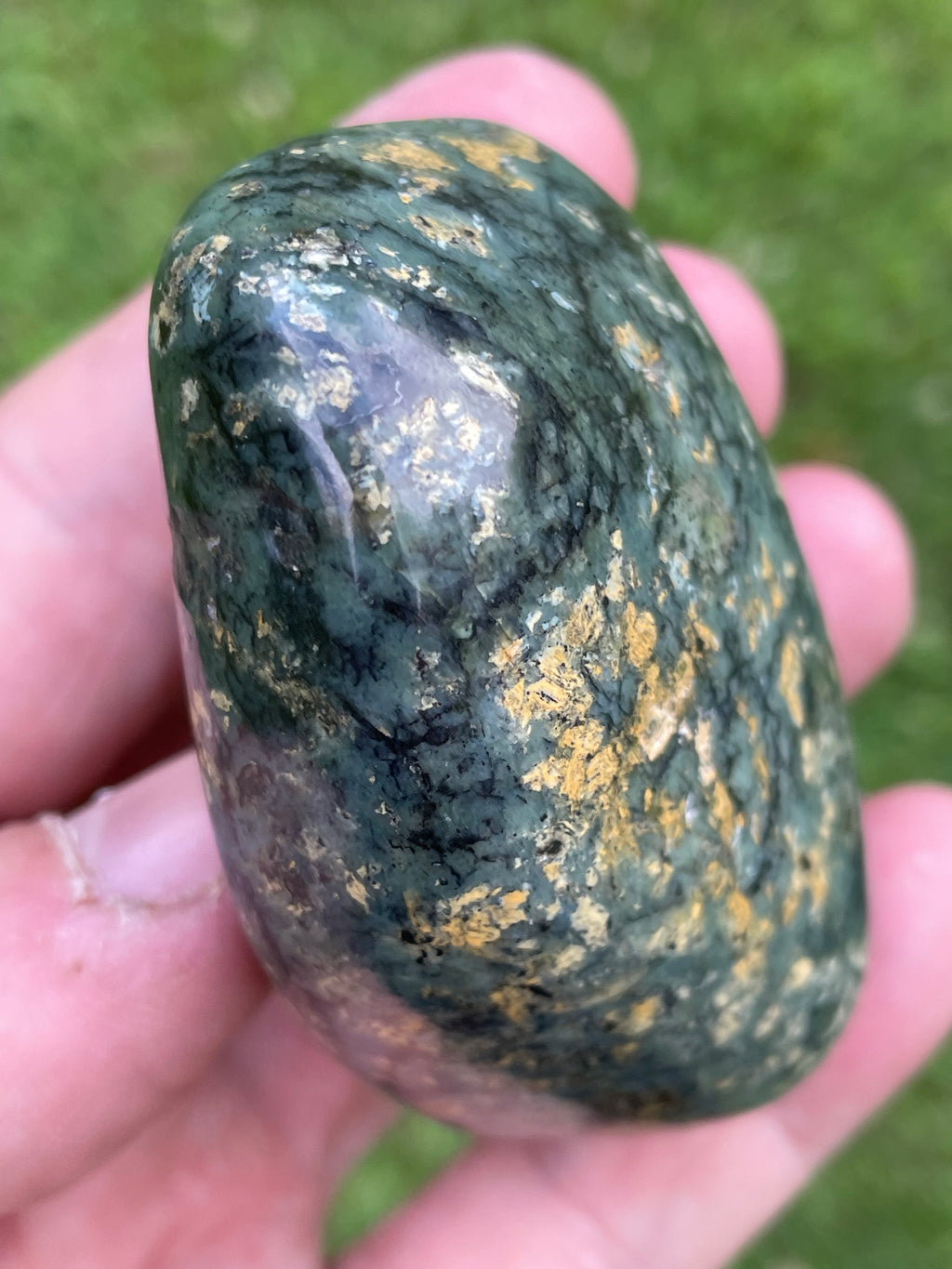 StoneBorn Creations Hand-Polished Local Serpentine Freeform | Fully Polished Greenstone with Blue-Green Patterns & Natural Mineral Inclusions