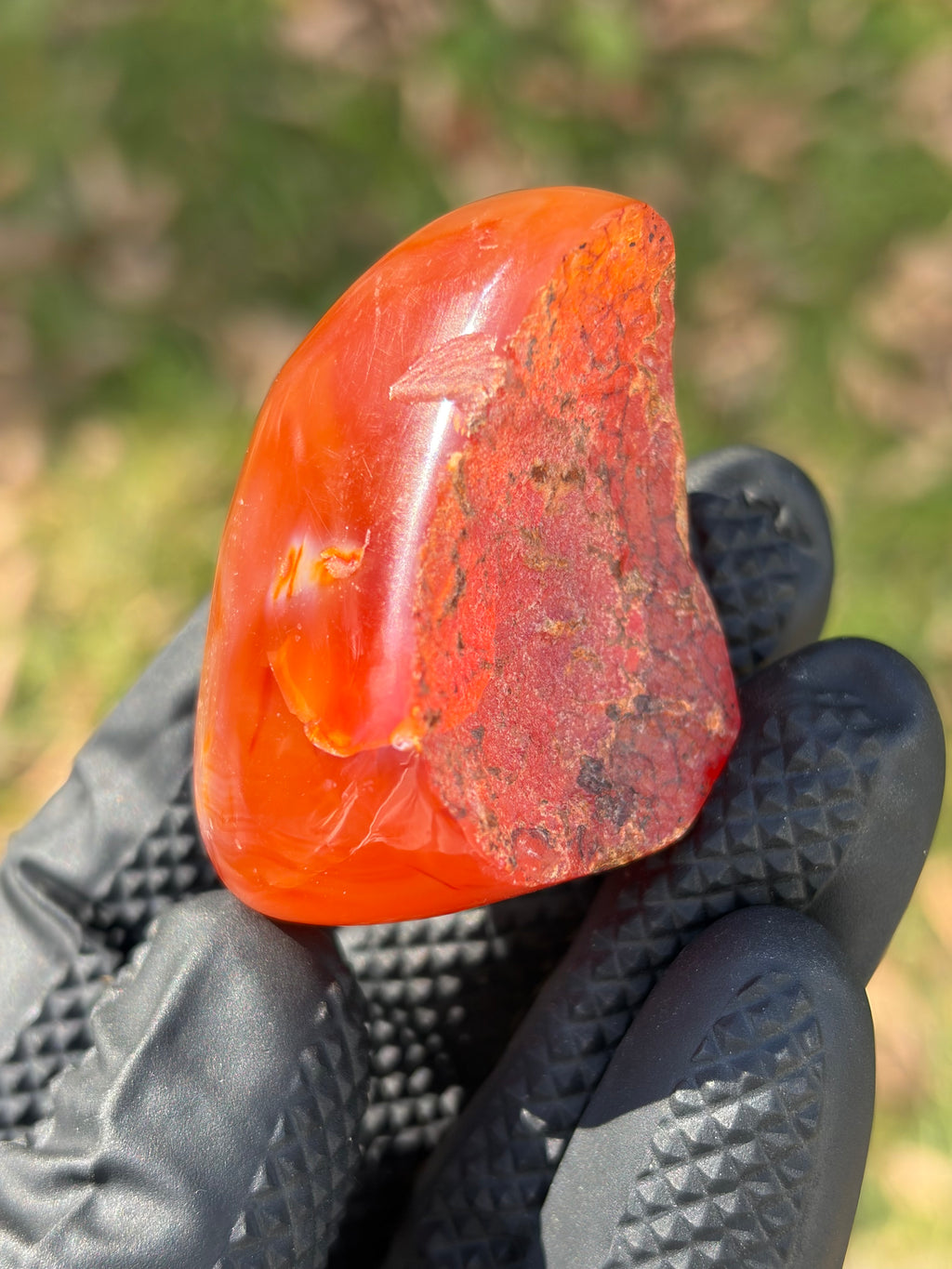 StoneBorn Creations – Fiery Orange Carnelian Agate | Hand-Polished Translucent Stone with Natural Red Matrix