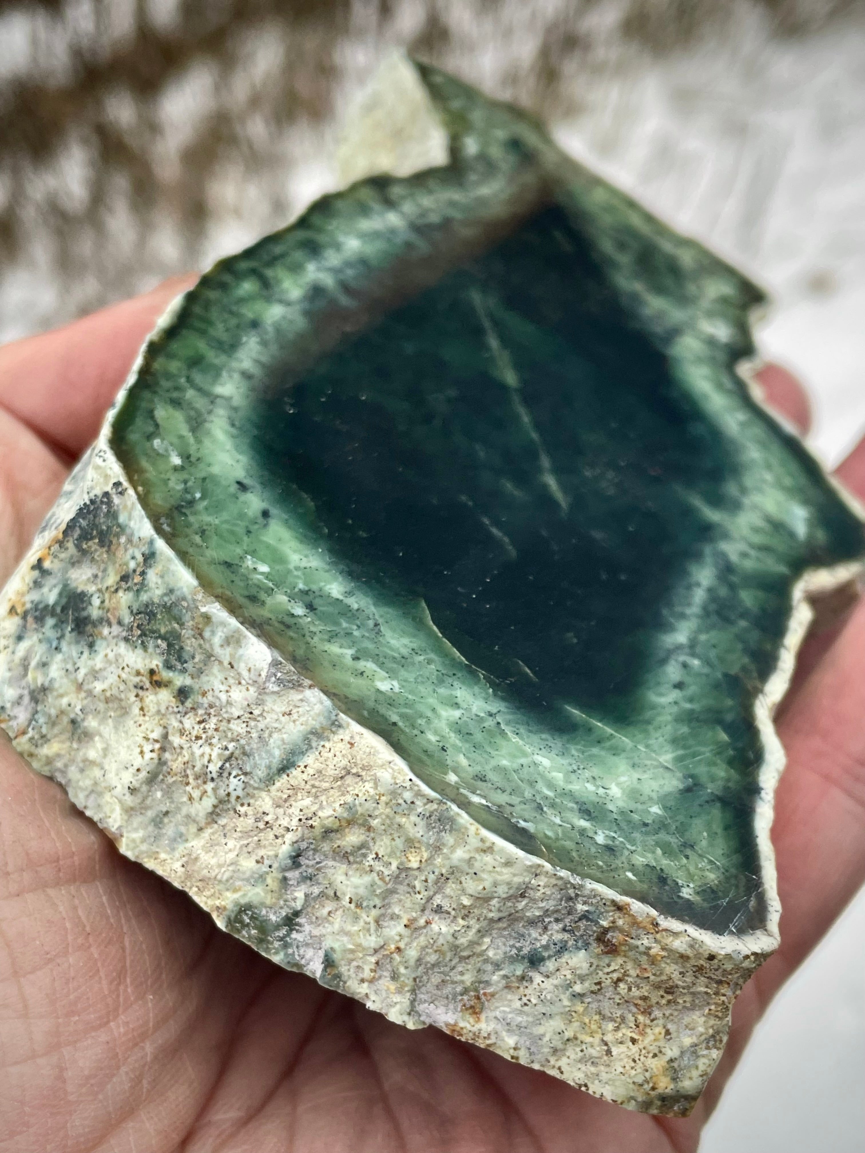 ✨ Deep Forest Green Double-Sided Polished Slab – Vermont River Stone (One-of-a-Kind)