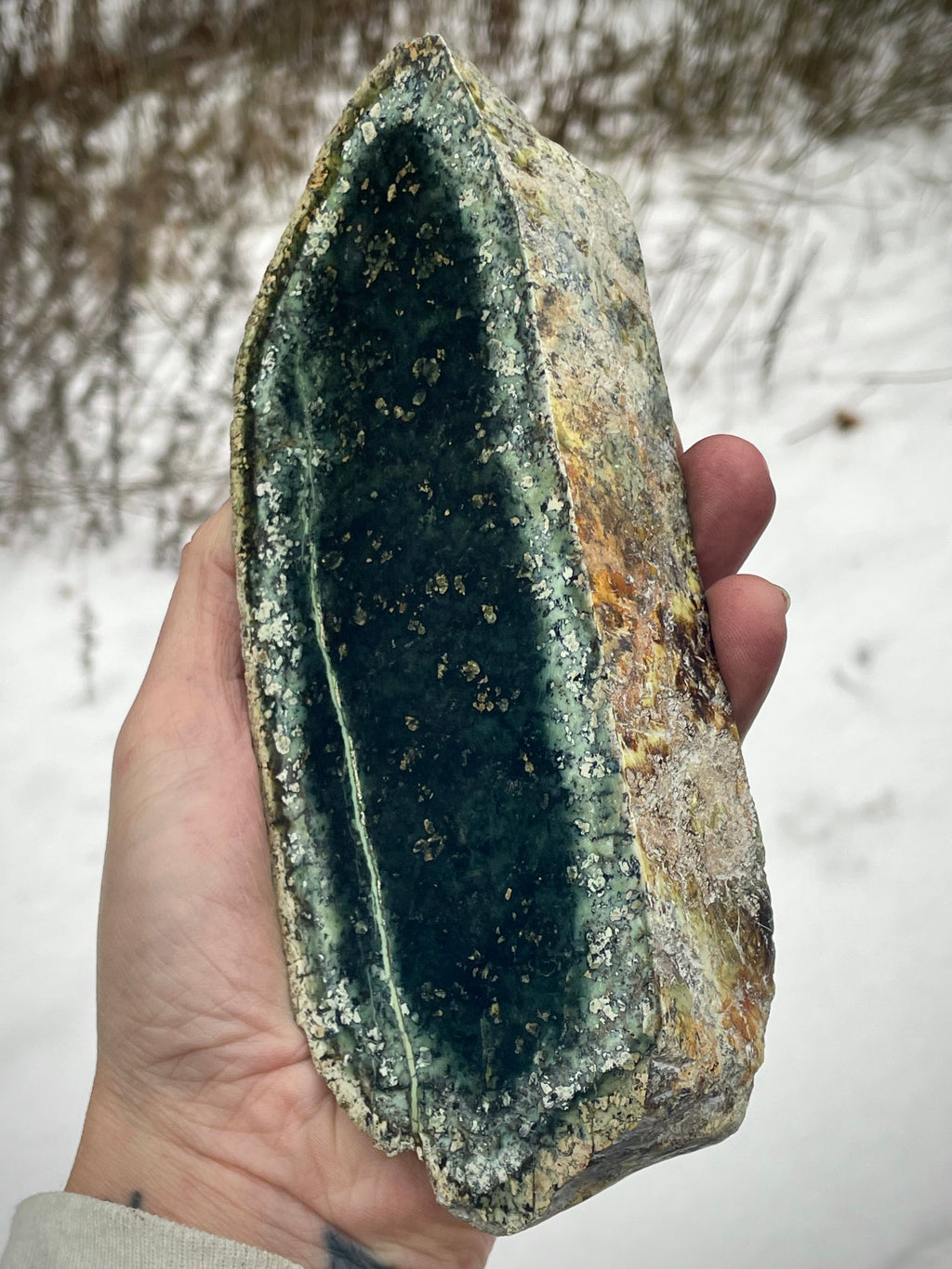 🌲 Polished Vermont Greenstone Slab – Double-Sided Display Piece (Hand-Collected)