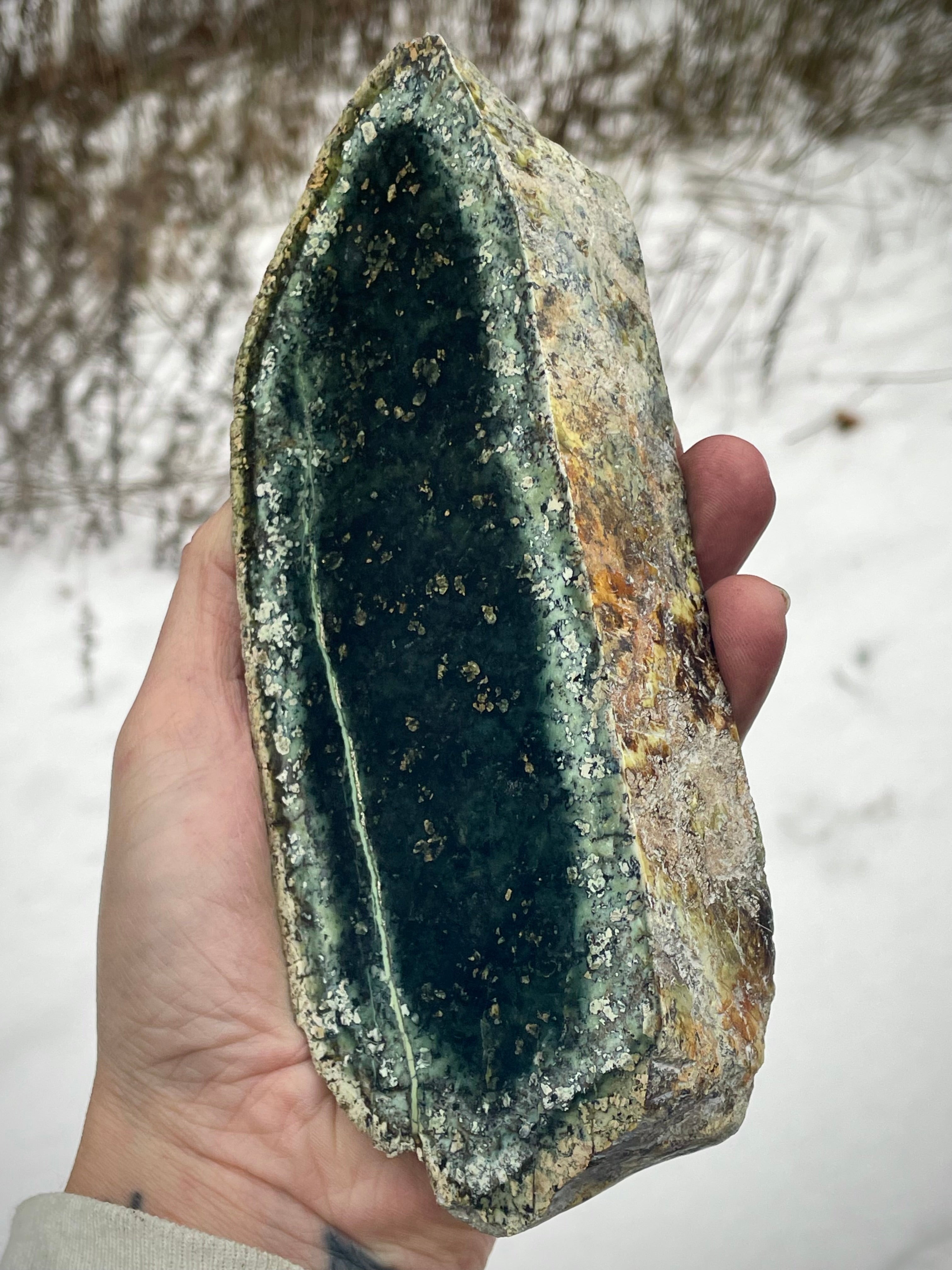 🌲 Polished Vermont Greenstone Slab – Double-Sided Display Piece (Hand-Collected)