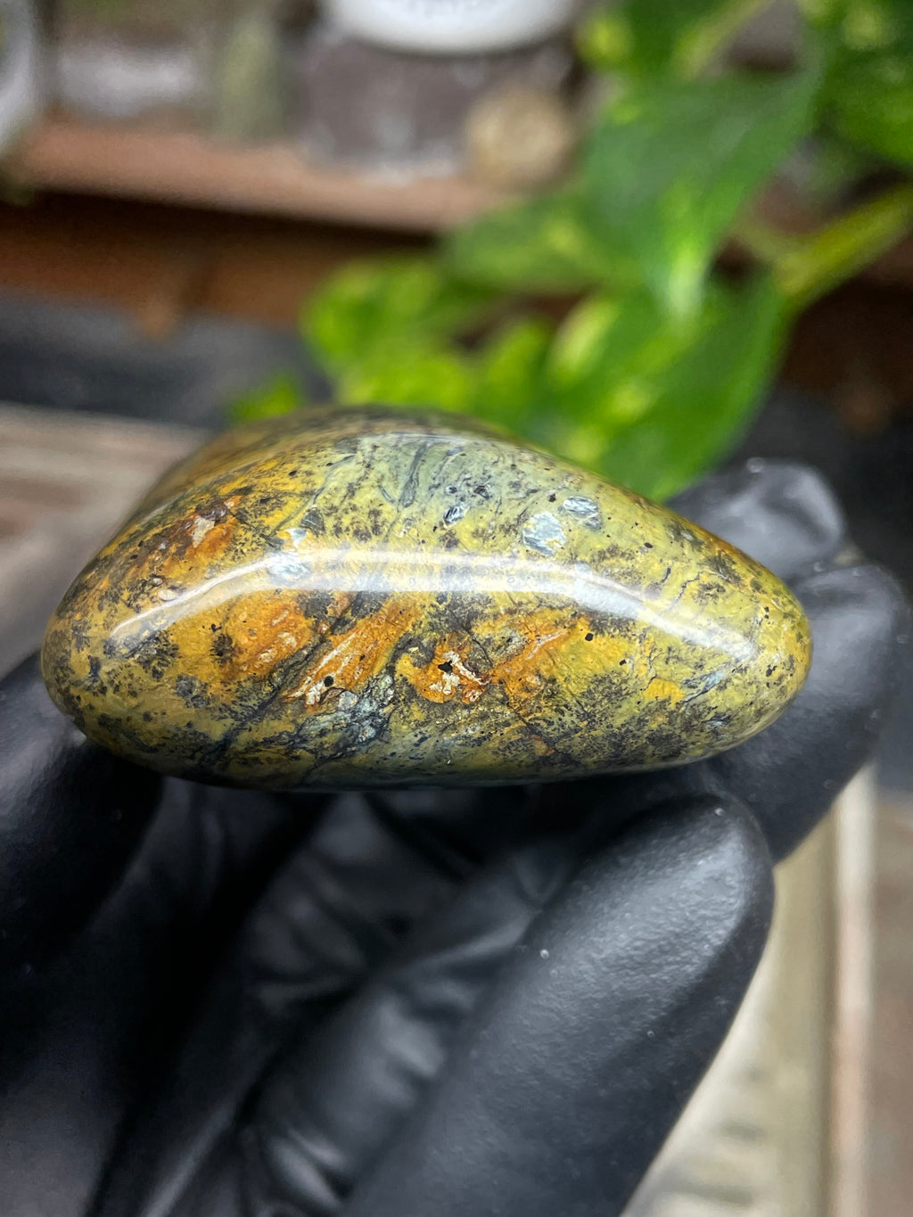 StoneBorn Creations Hand-Polished Vermont Serpentine with Golden Ochre, Mossy Greens, and Dark Natural Matrix