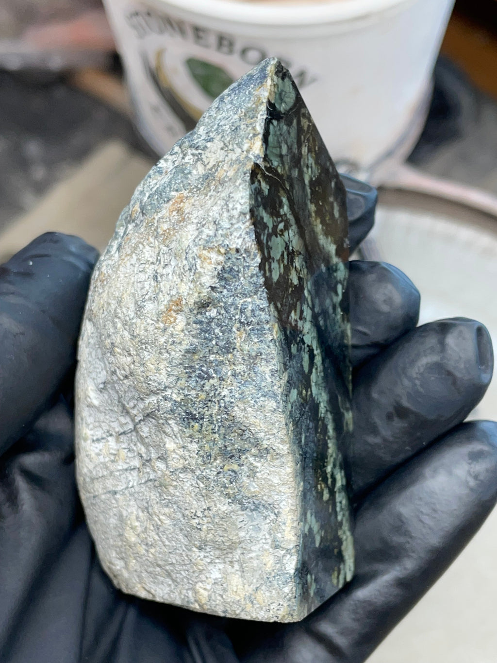 Hand-Polished Dark Green Stone Slab | StoneBorn Creations