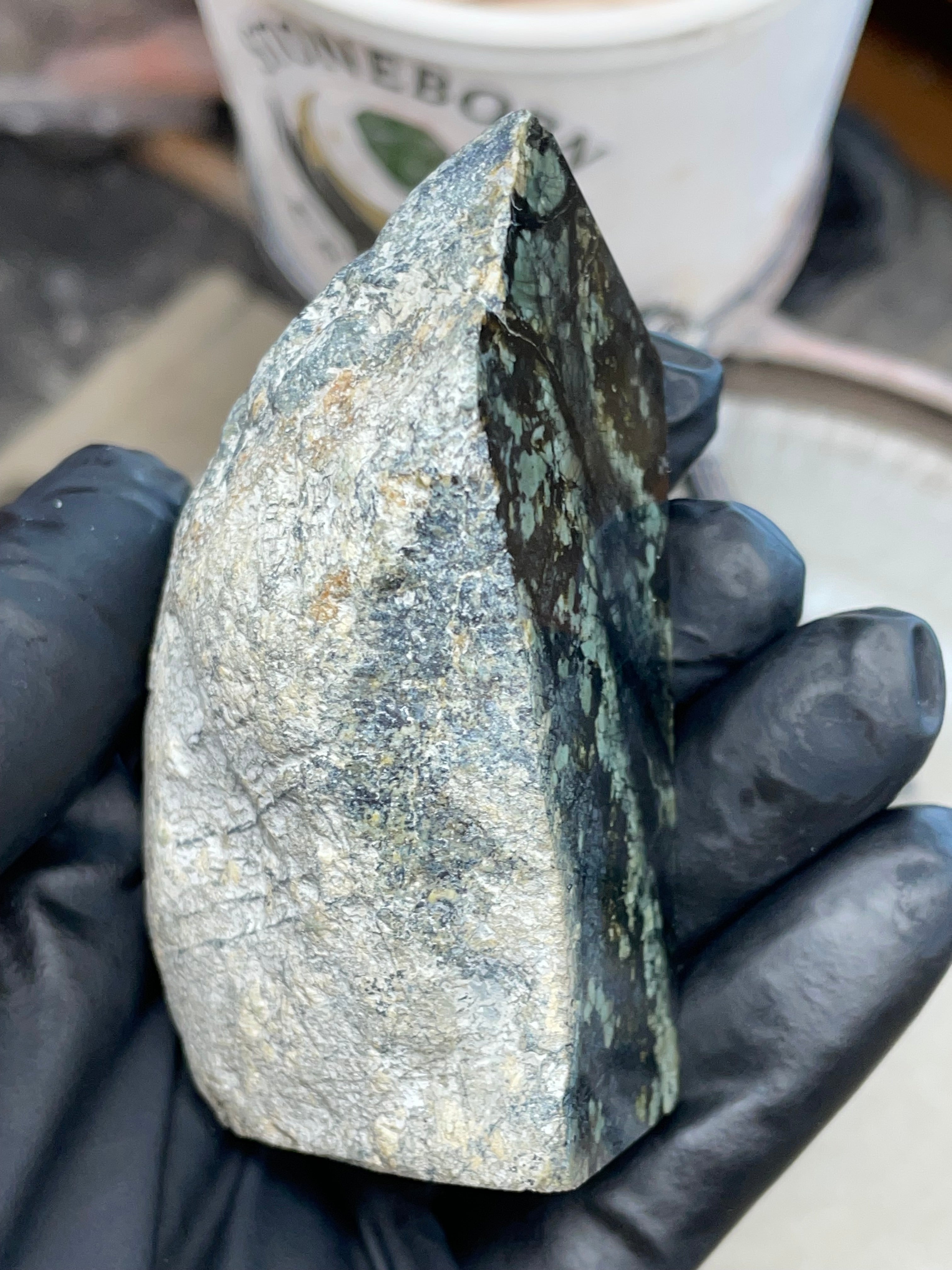 Hand-Polished Dark Green Stone Slab | StoneBorn Creations