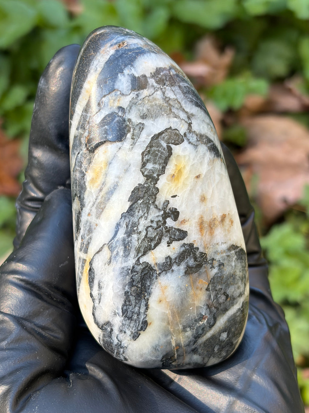 StoneBorn Creations Hand-Polished Vermont River Stone – Quartz Veins & Natural Iron Staining