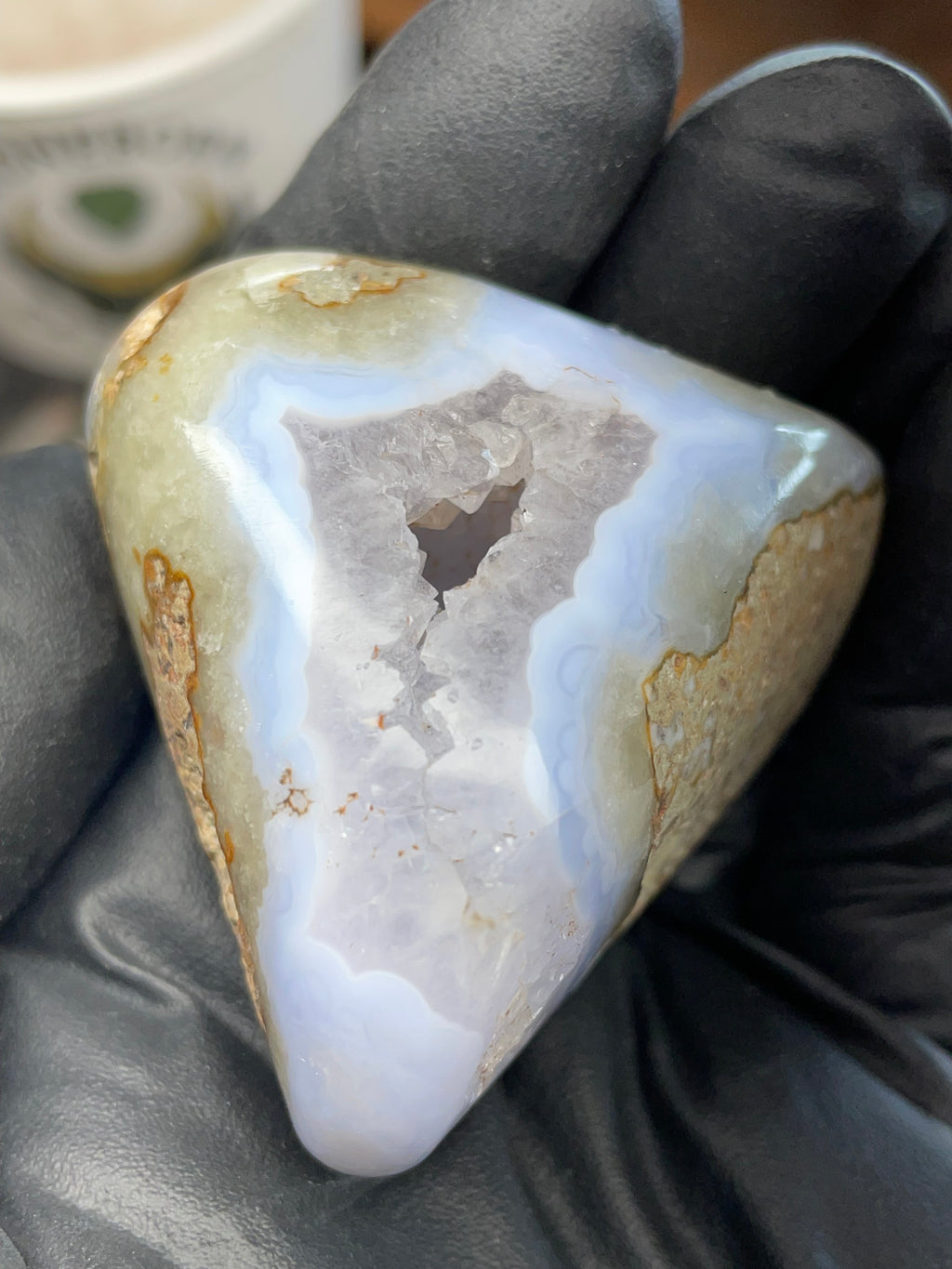 Blue Chalcedony Geode Agate — Hand Polished | StoneBorn Creations