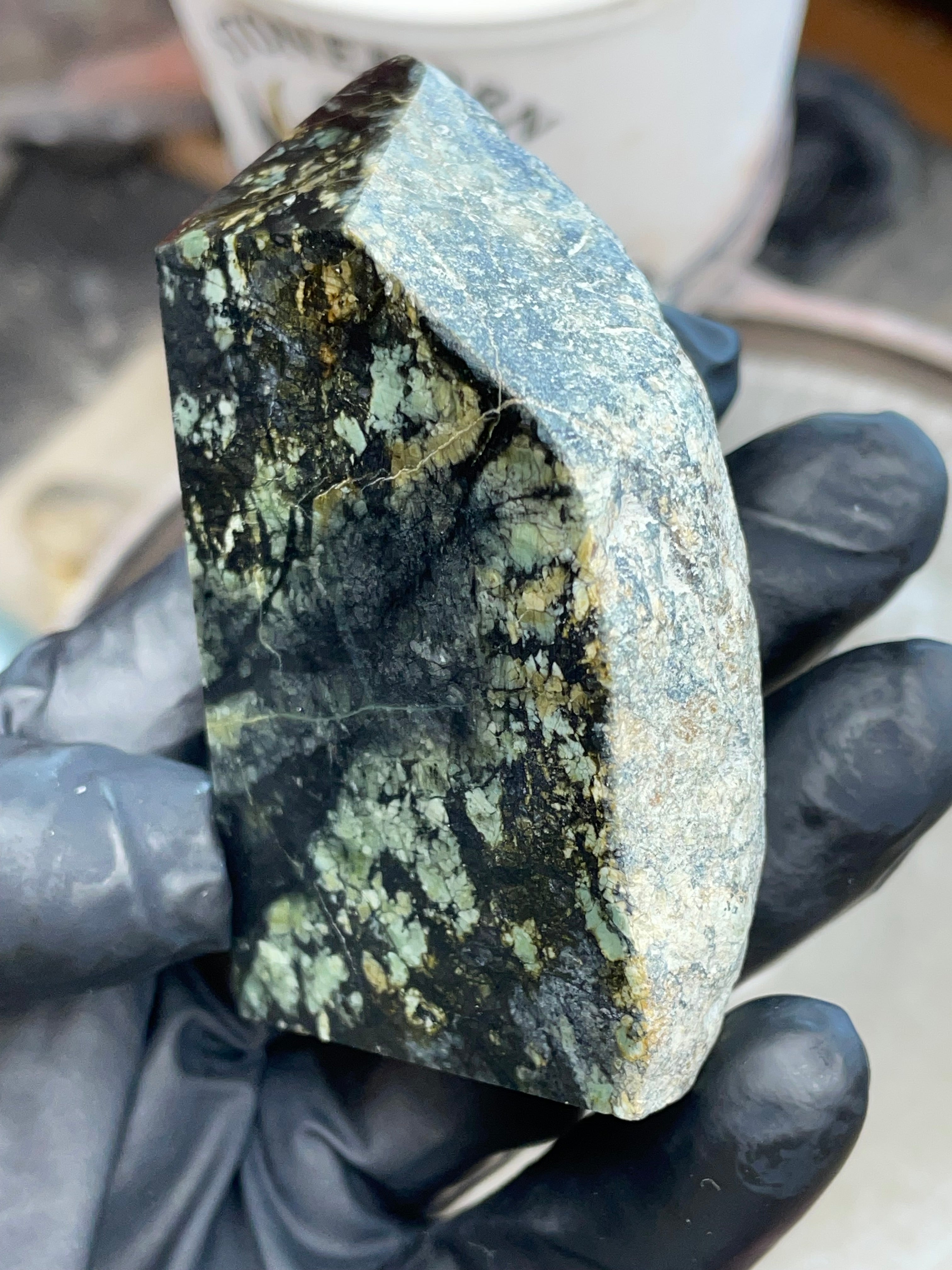 Hand-Polished Dark Green Stone Slab | StoneBorn Creations
