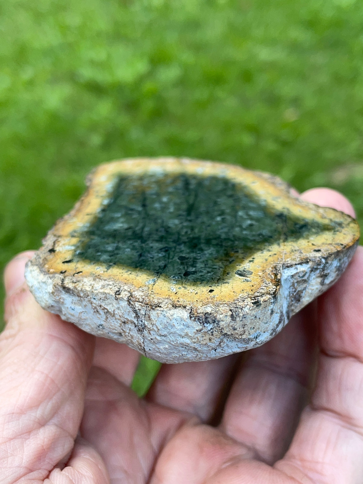 StoneBorn Creations – Deep Green Serpentine Stone Pair | Natural Matching Halves with Golden Earth Tones