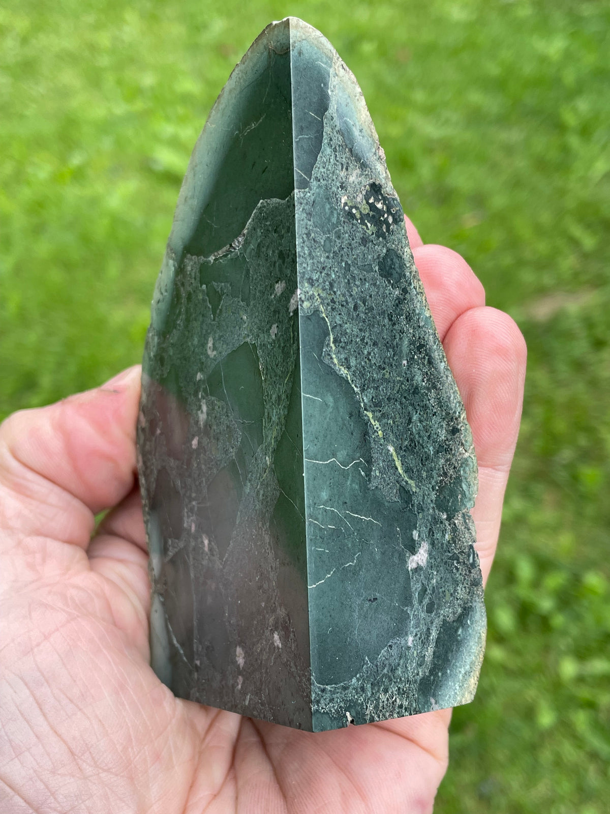 StoneBorn Creations – Deep Forest Greenstone | Hand-Polished Natural Freeform Display Stone