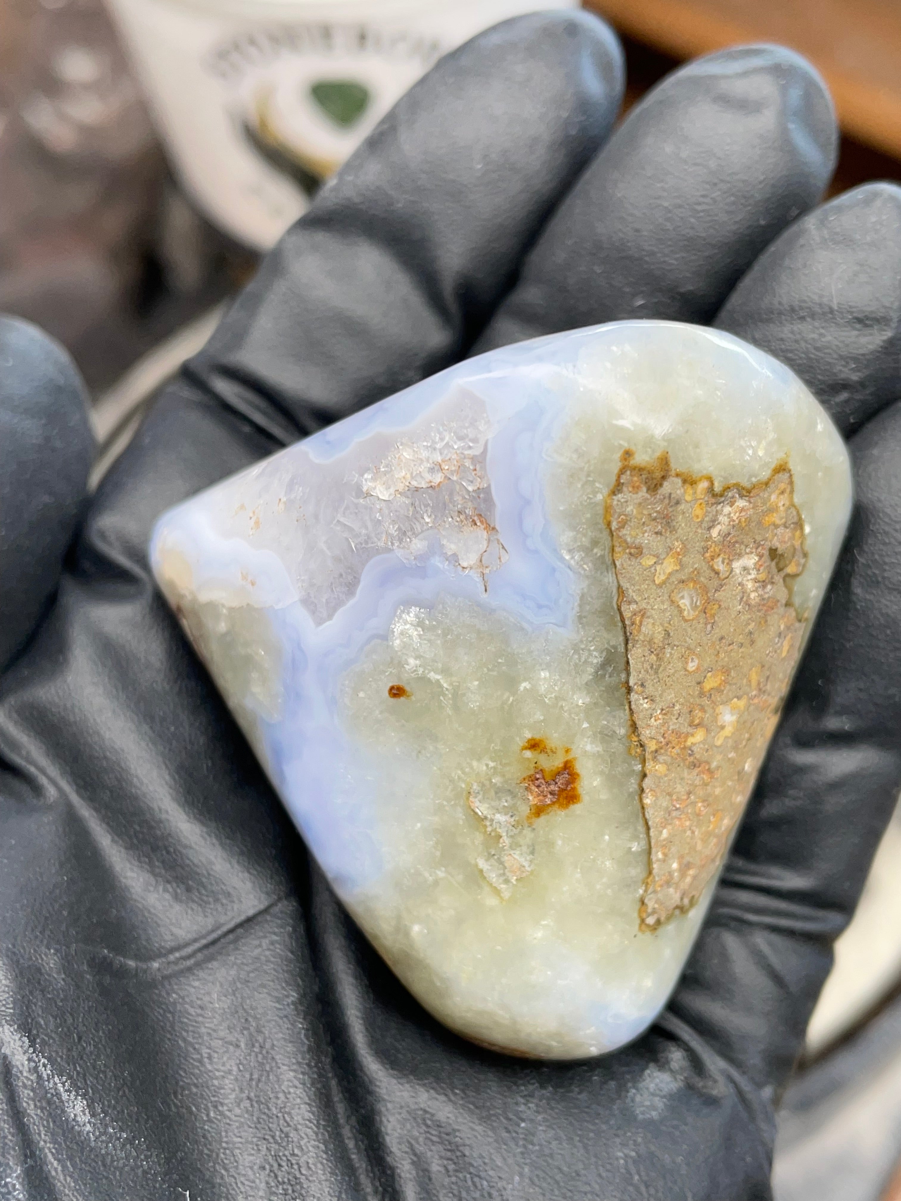 Blue Chalcedony Geode Agate — Hand Polished | StoneBorn Creations