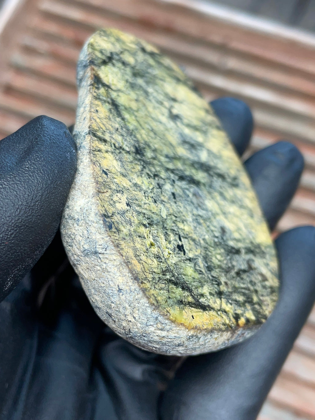 StoneBorn Creations | Polished Vermont Greenstone Slab — Pale Olive with Dark Mineral Veining