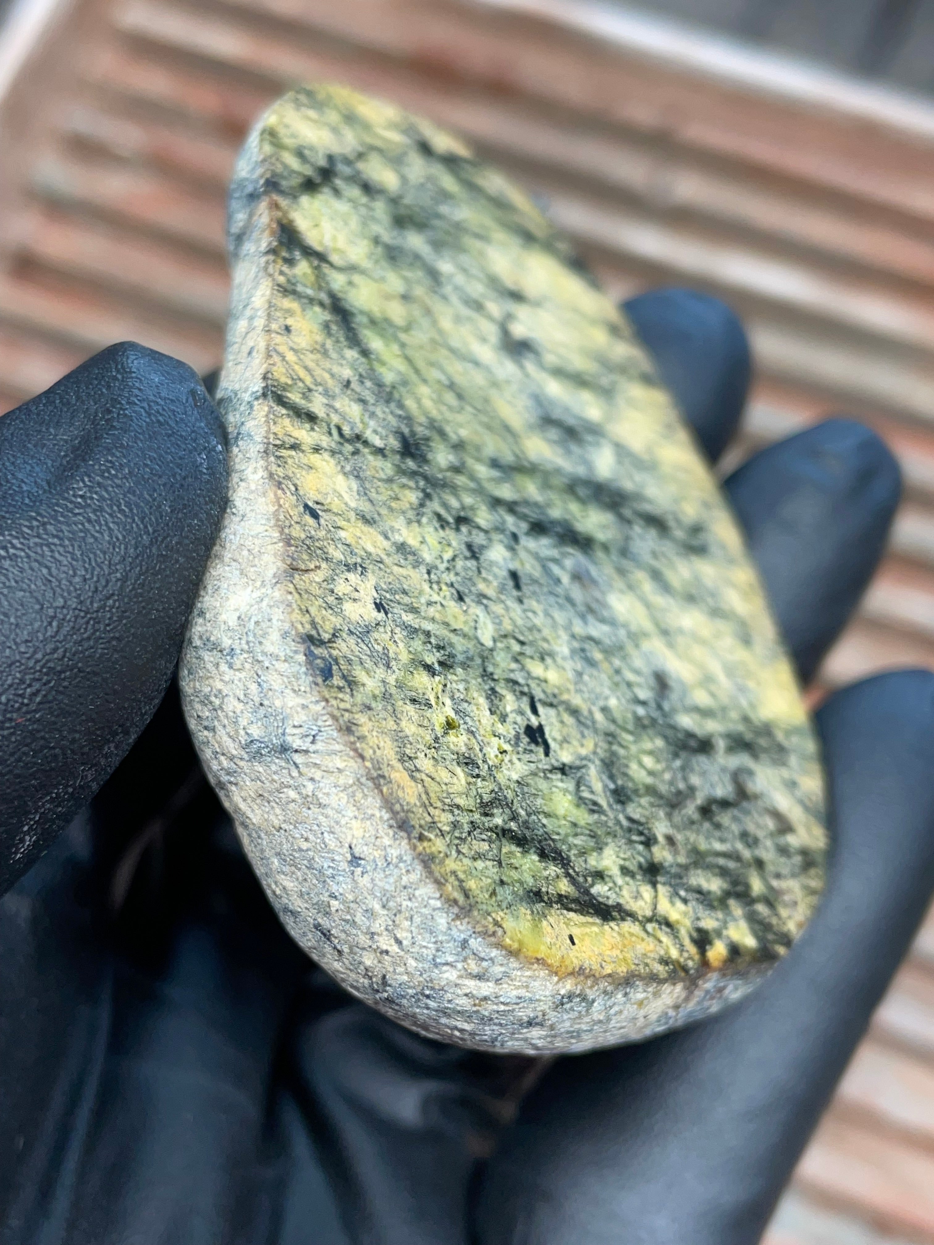 StoneBorn Creations | Polished Vermont Greenstone Slab — Pale Olive with Dark Mineral Veining