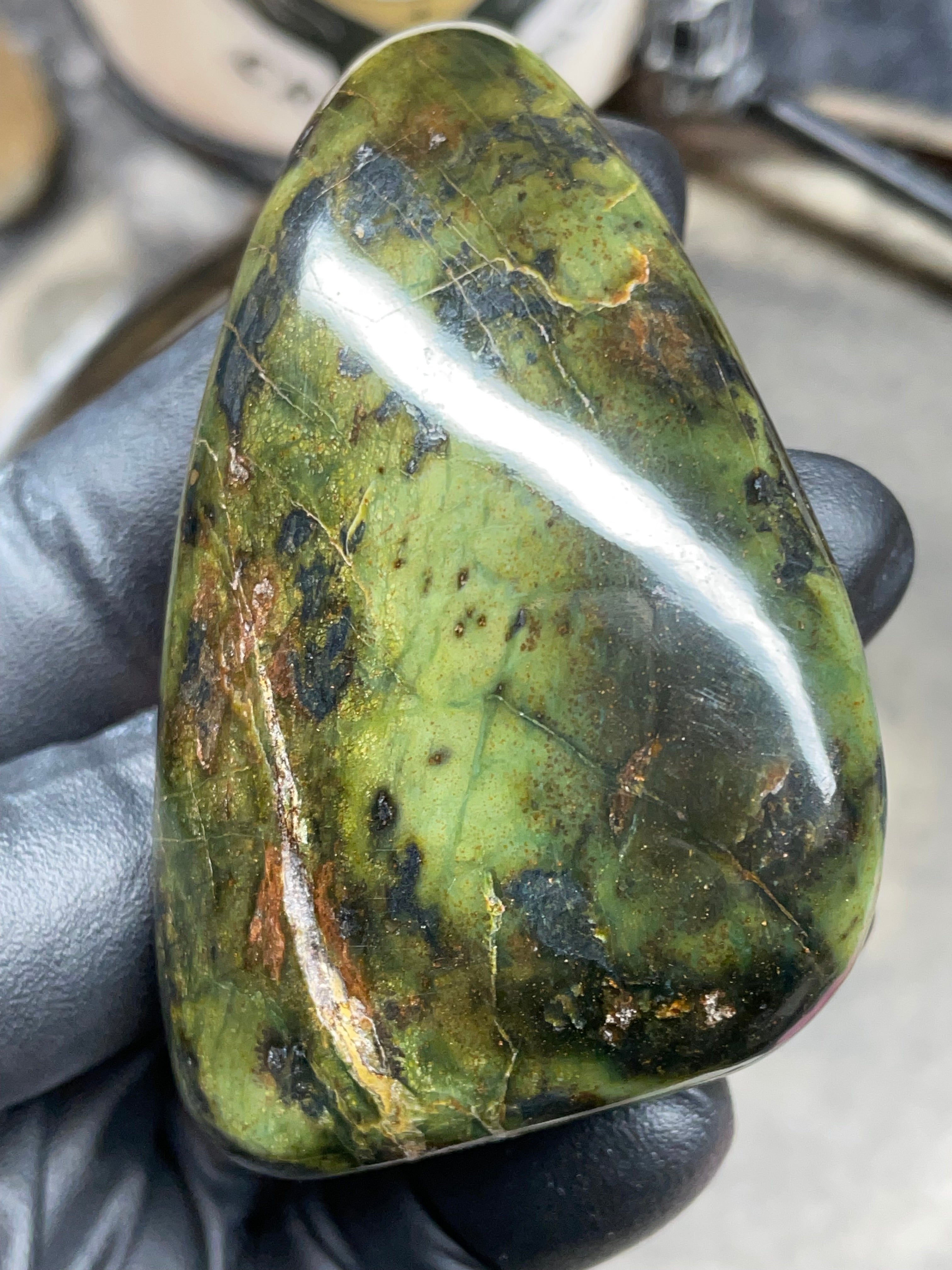 StoneBorn Creations – Hand Polished Vermont Serpentine with Natural Mineral Veins | One-of-a-Kind Display Stone