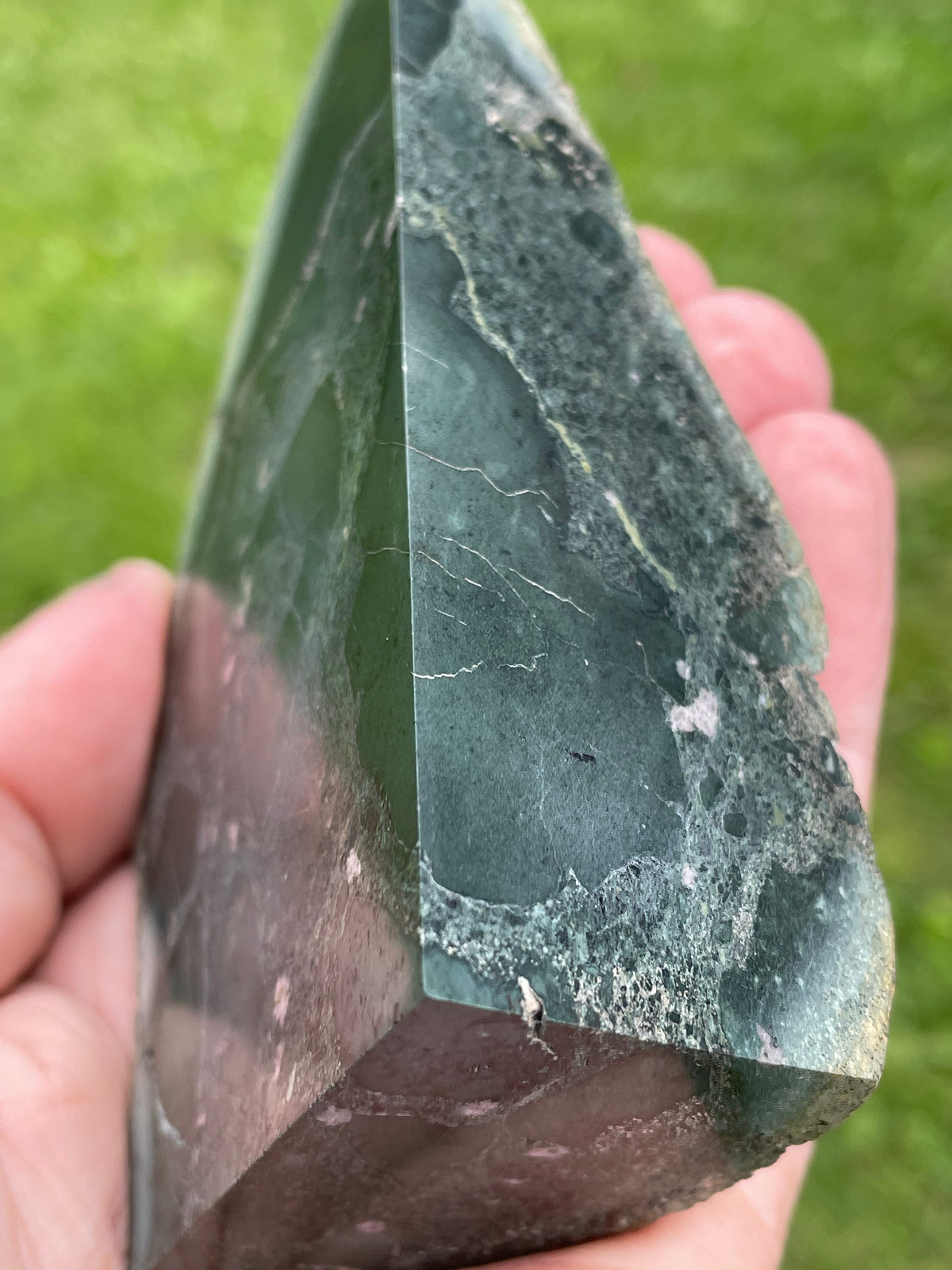 StoneBorn Creations – Deep Forest Greenstone | Hand-Polished Natural Freeform Display Stone