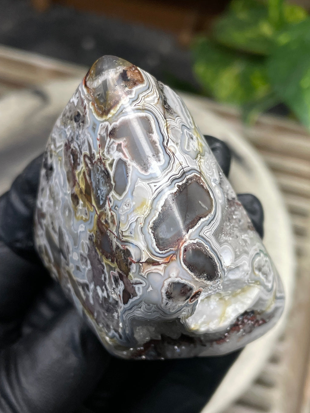 StoneBorn Creations Hand-Polished Agate Freeform with Raw Side & Crystal Pockets