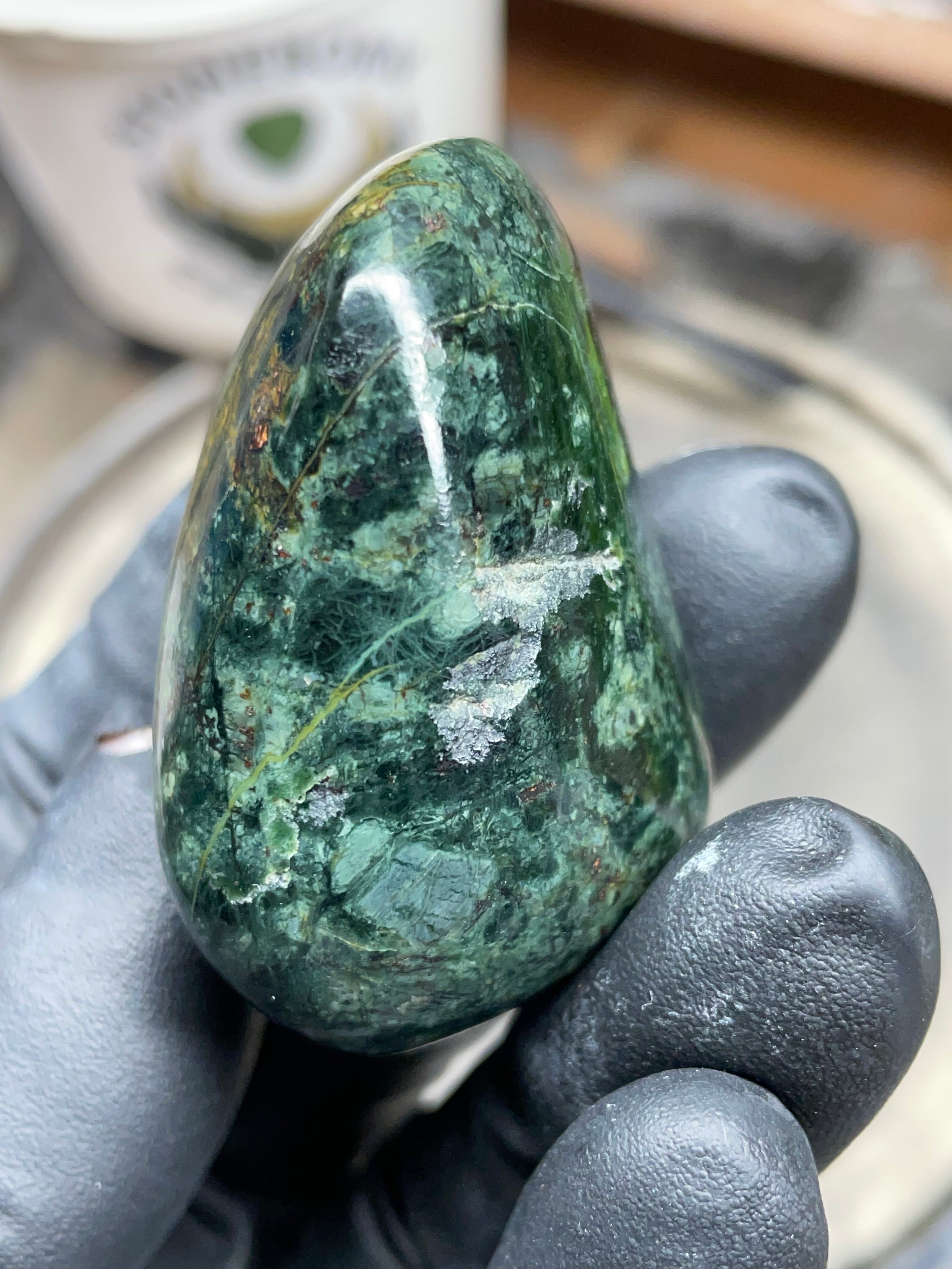 StoneBorn Creations Hand-Polished Vermont Serpentine with Deep Forest Greens, Golden Veining & Natural Mineral Inclusions