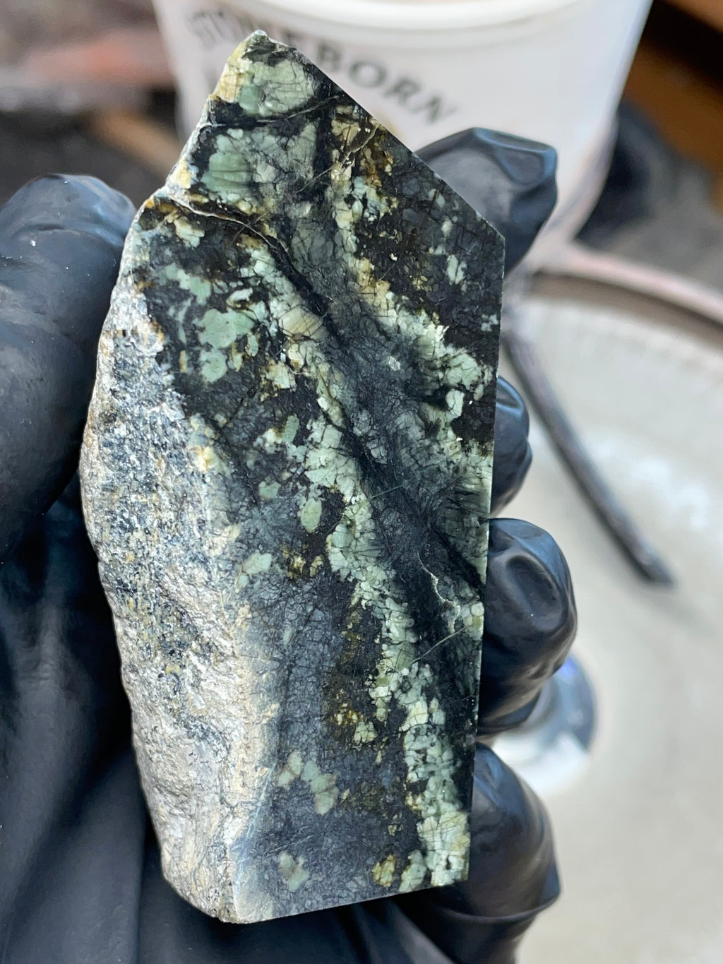 Hand-Polished Dark Green Stone Slab | StoneBorn Creations