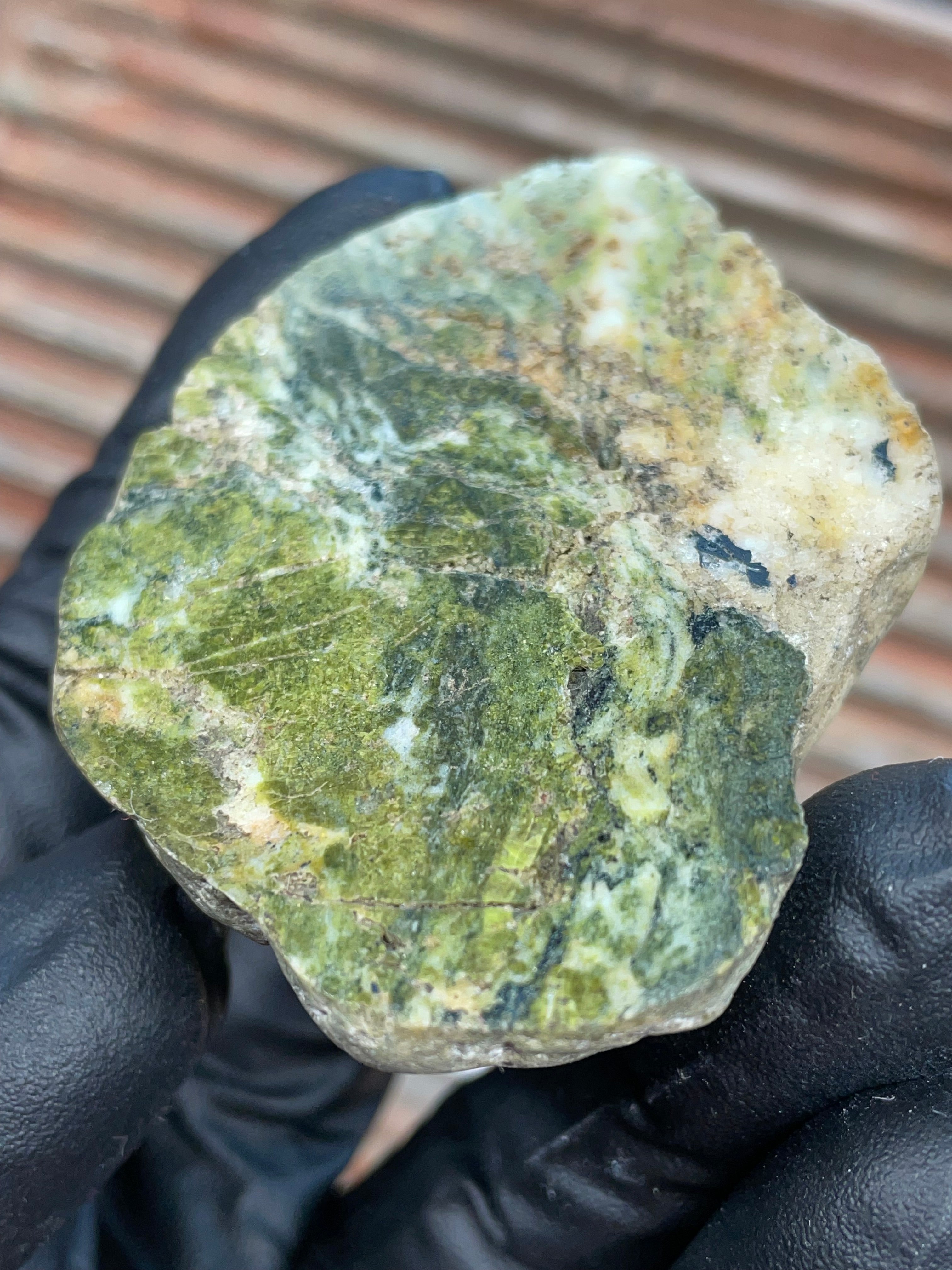 StoneBorn Creations | Polished Vermont Greenstone Slab — Moss Green + Cream Quartz Veins